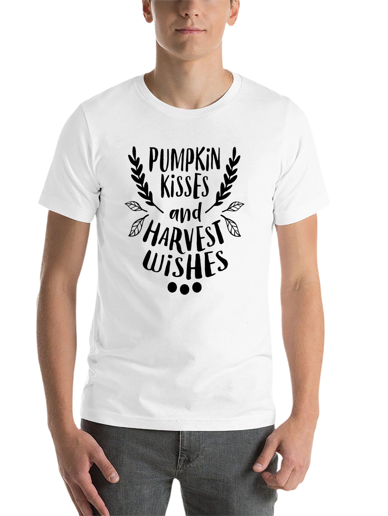 Black Pumpkin Kisses and Harvest Wishes Black T-Shirt view 14