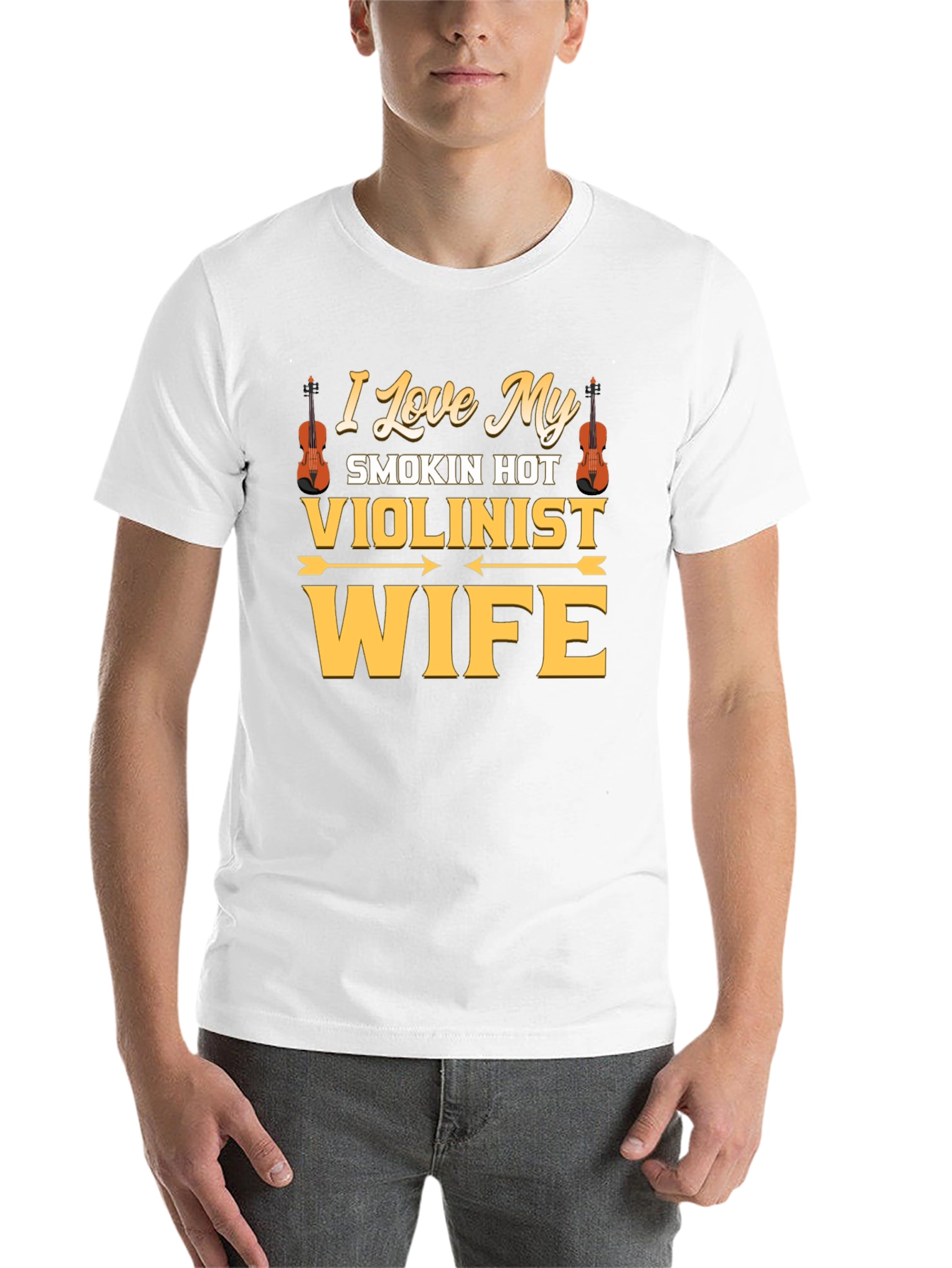 Black I Love My Smokin' Hot Violinist Wife T-Shirt view 14