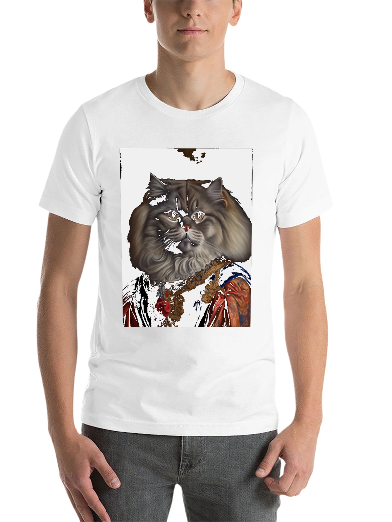 Black Renaissance Cat Graphic T-Shirt view 14