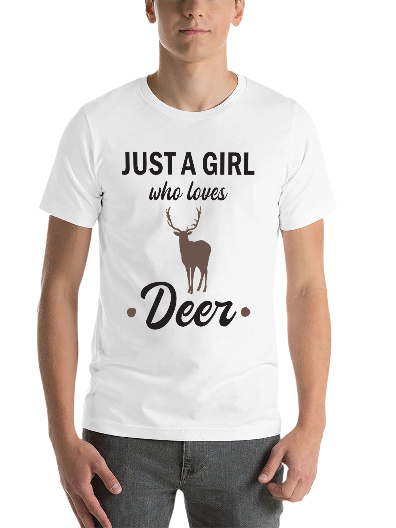 Black Just a Girl Who Loves Deer T-Shirt - Unisex view 14