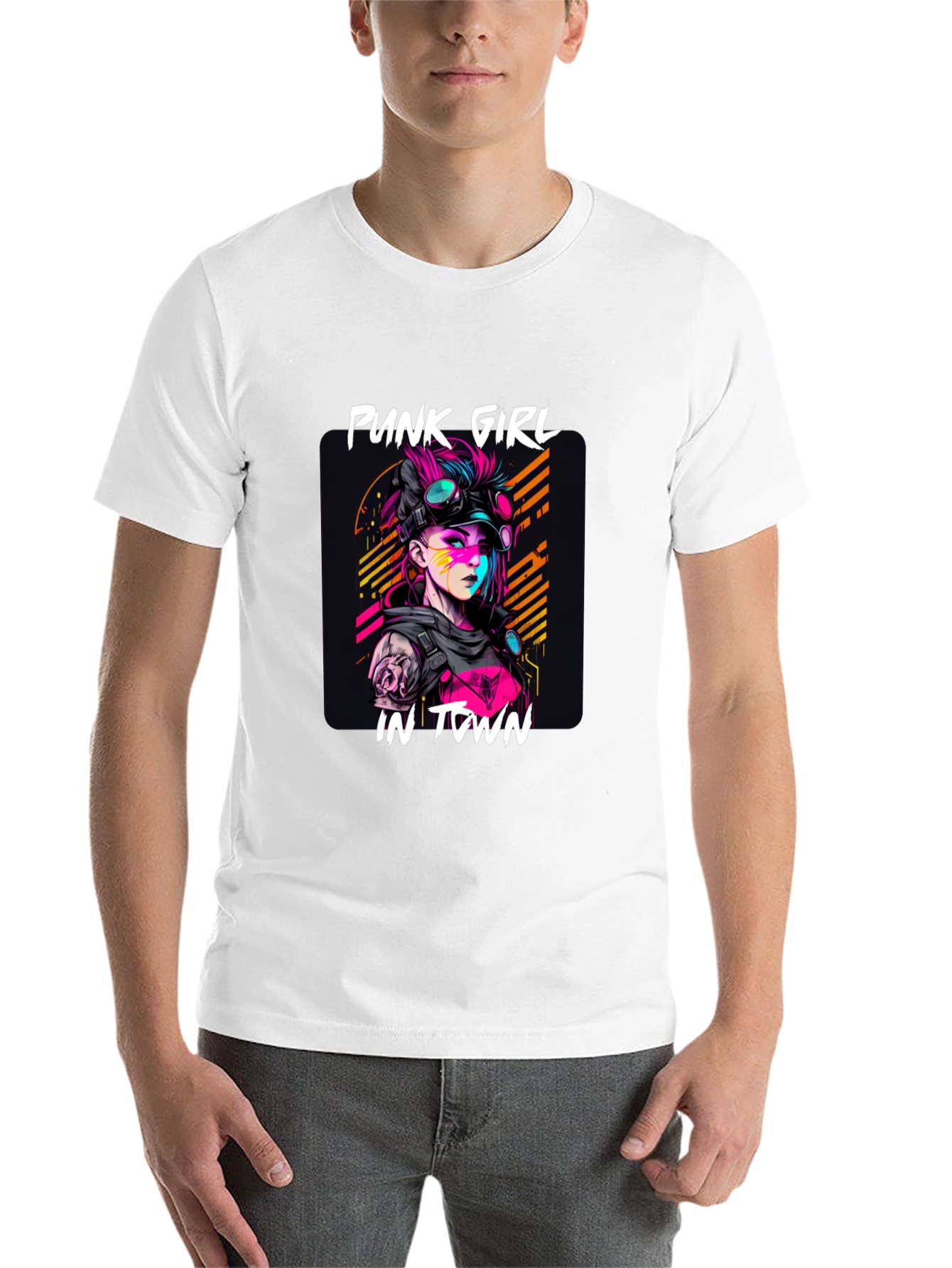 Black Punk Girl in Town Graphic Tee - Stylish Unisex T-Shirt view 14