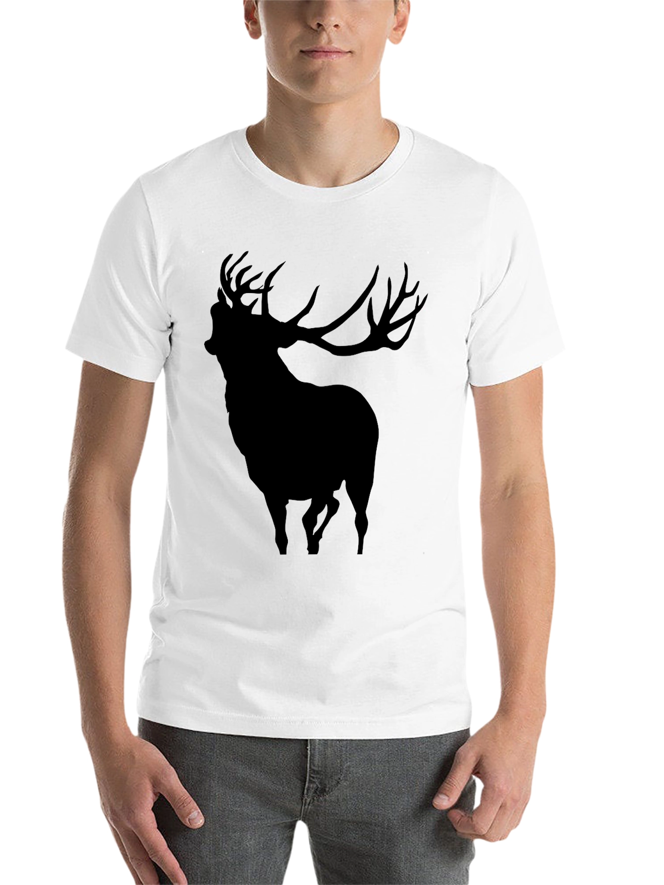 Black Men's Black Deer Graphic T-Shirt view 14