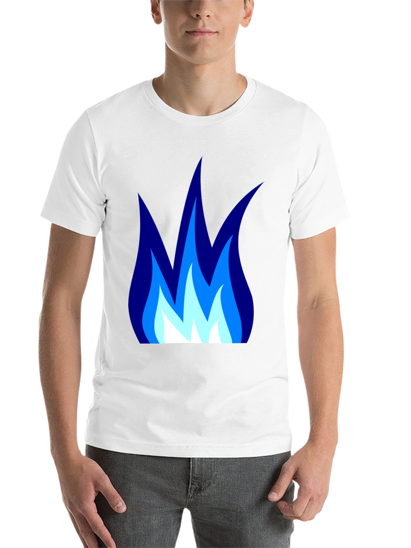 Black Blue Flame Graphic Black T-Shirt - Cool Casual Tee view 14