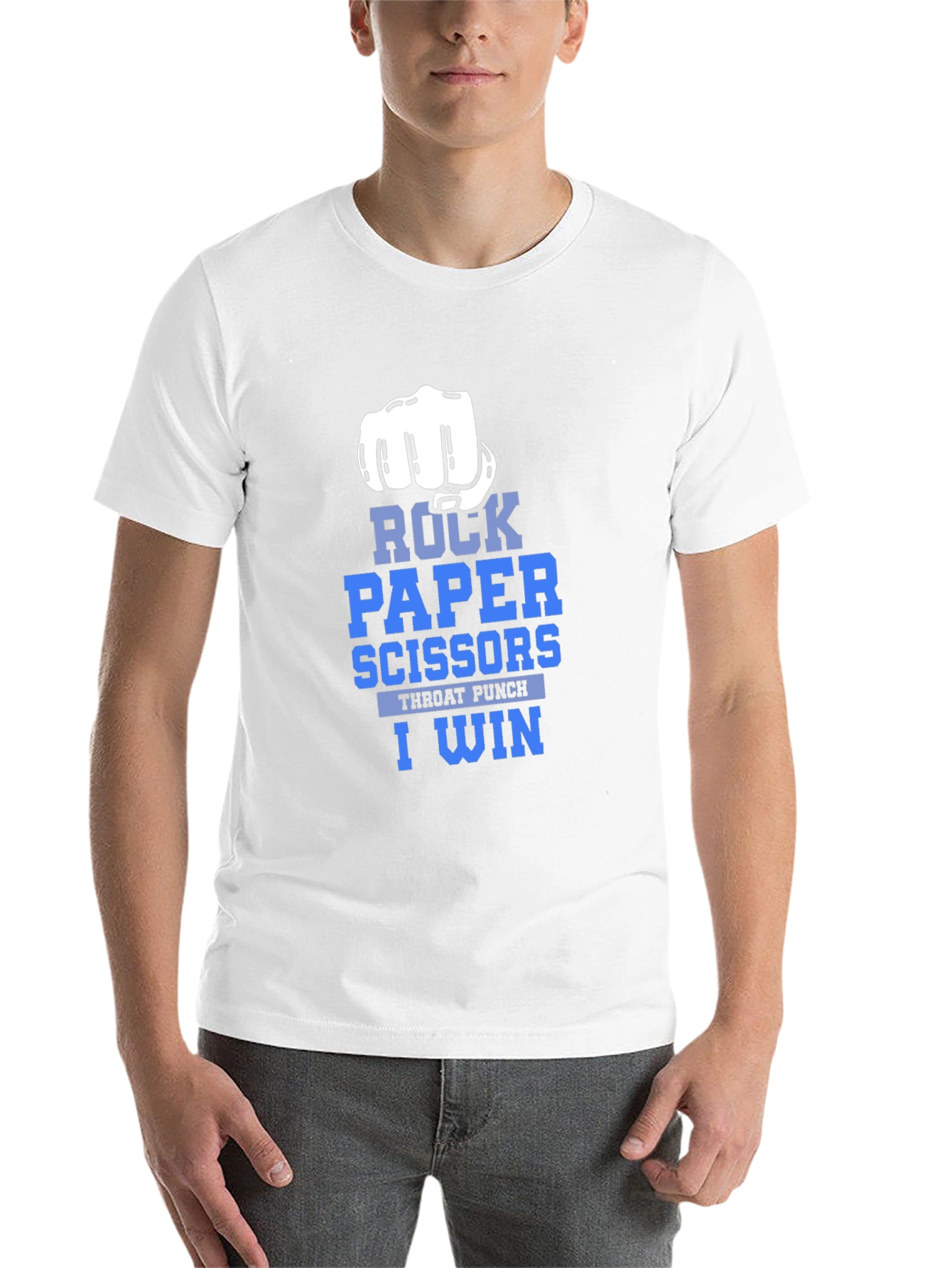 Black Rock Paper Scissors Throat Punch I Win T-Shirt view 14