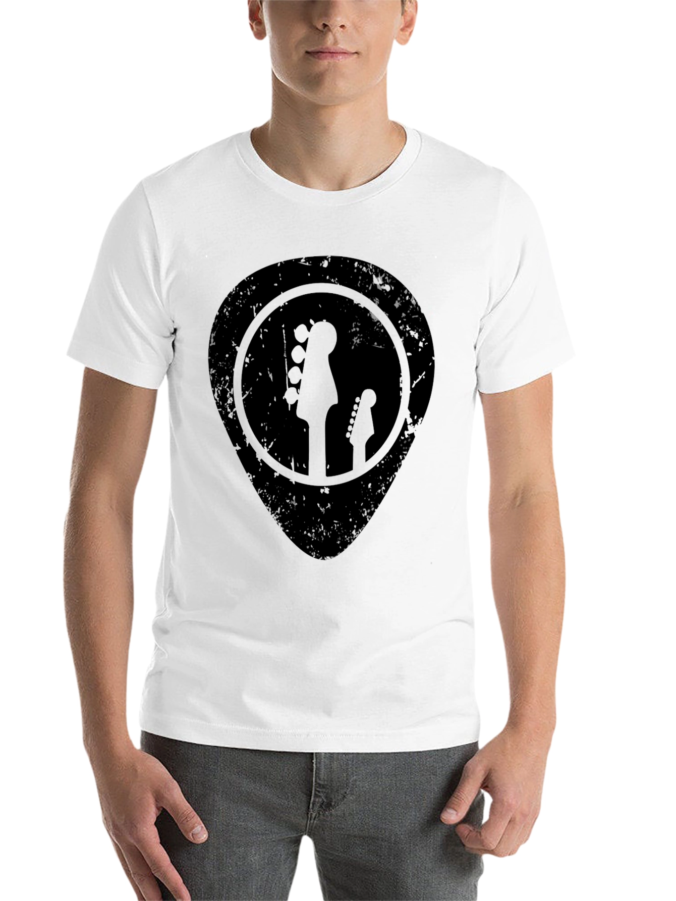 Black Guitar Pick T-Shirt - Rock and Roll Tee view 14