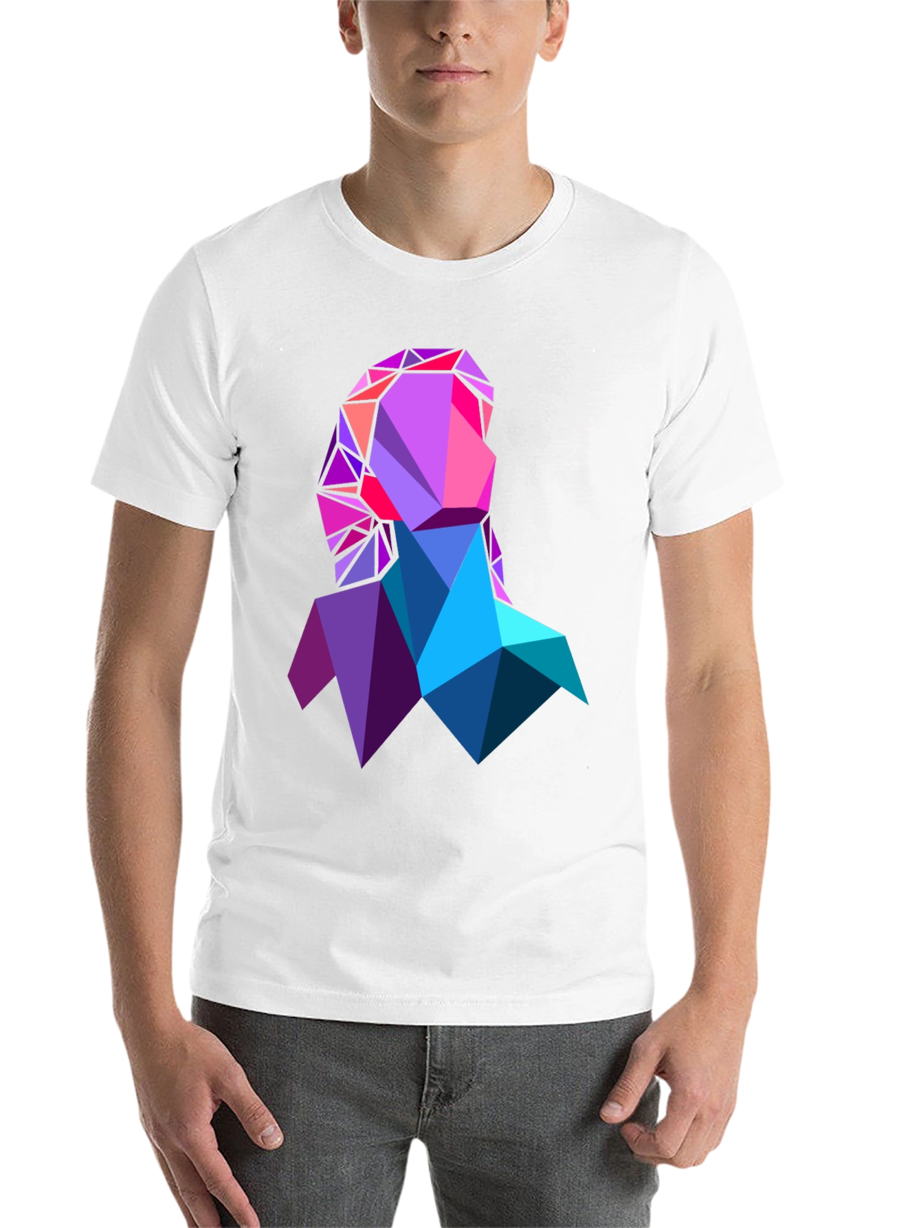 Geometric Portrait Graphic Tee - Modern Art Style Shirt - 14