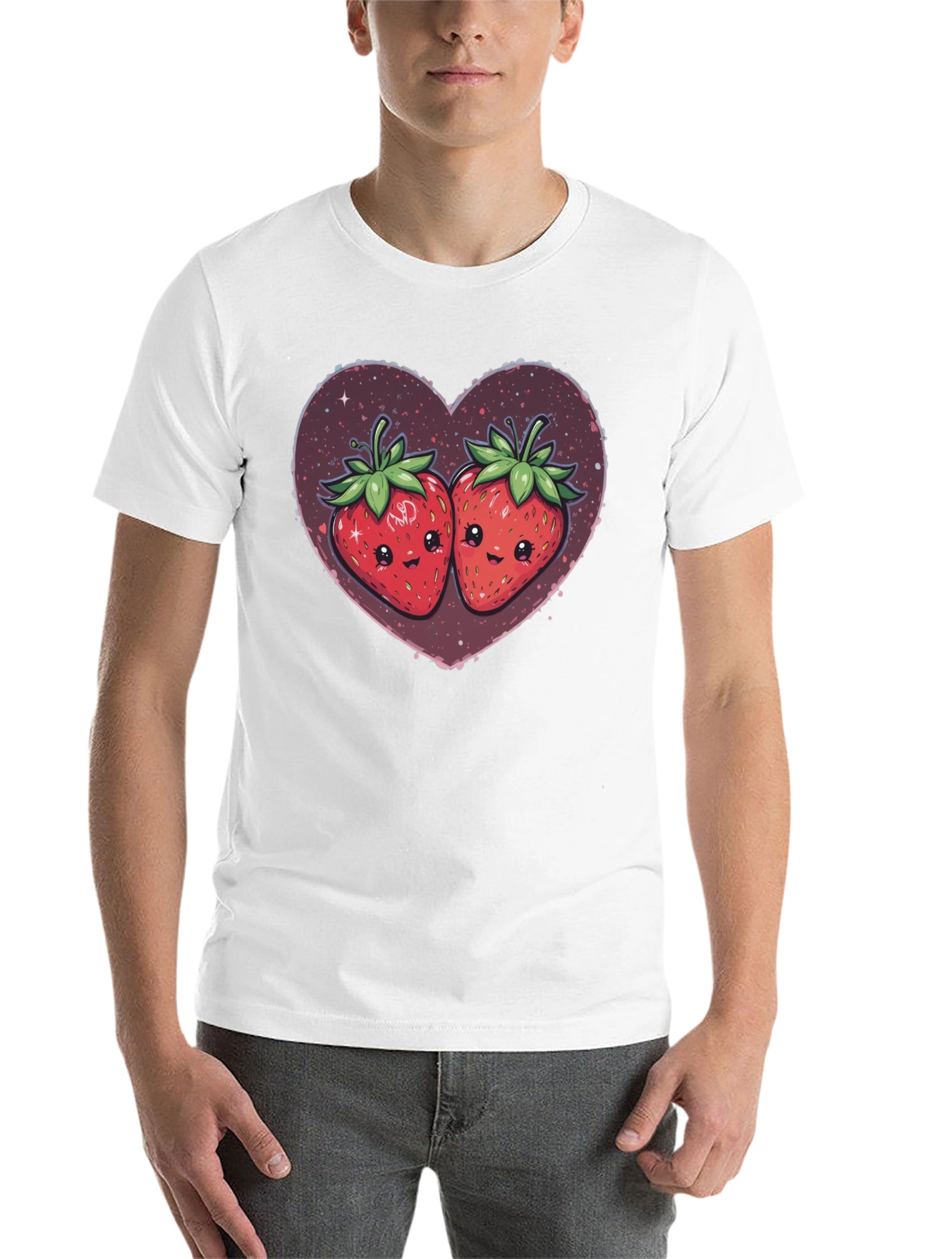 Black Strawberry Heart Kawaii Graphic Tee view 14