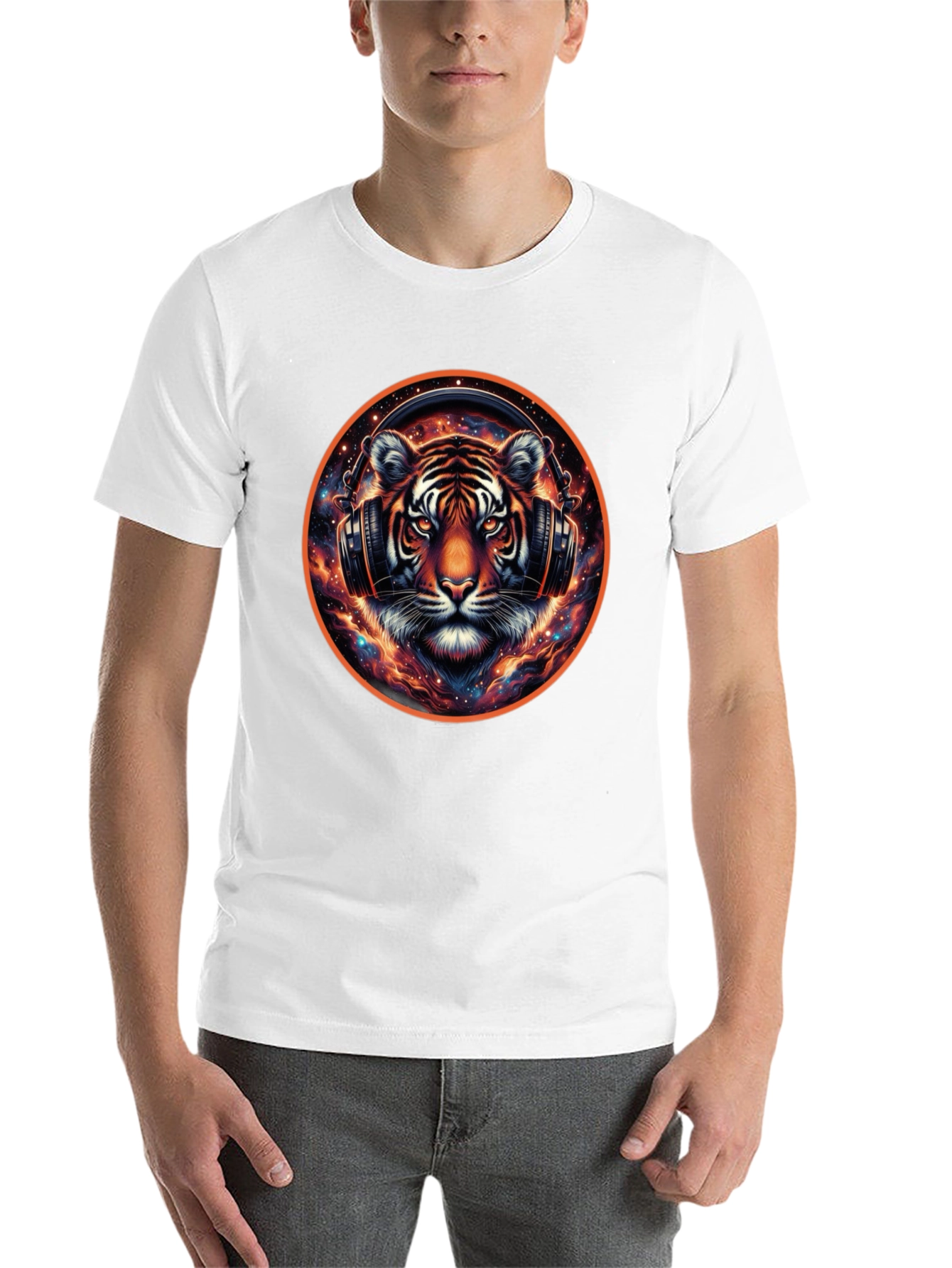 Black Tiger DJ Black T-Shirt - Cool Animal Graphic Tee view 14