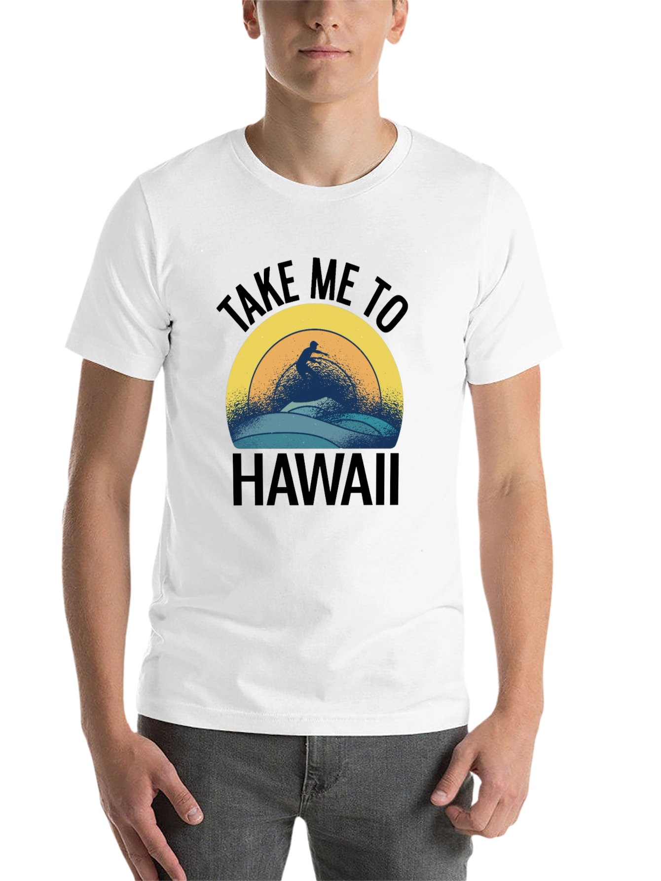 Black Take Me To Hawaii Surfer Graphic T-Shirt view 14