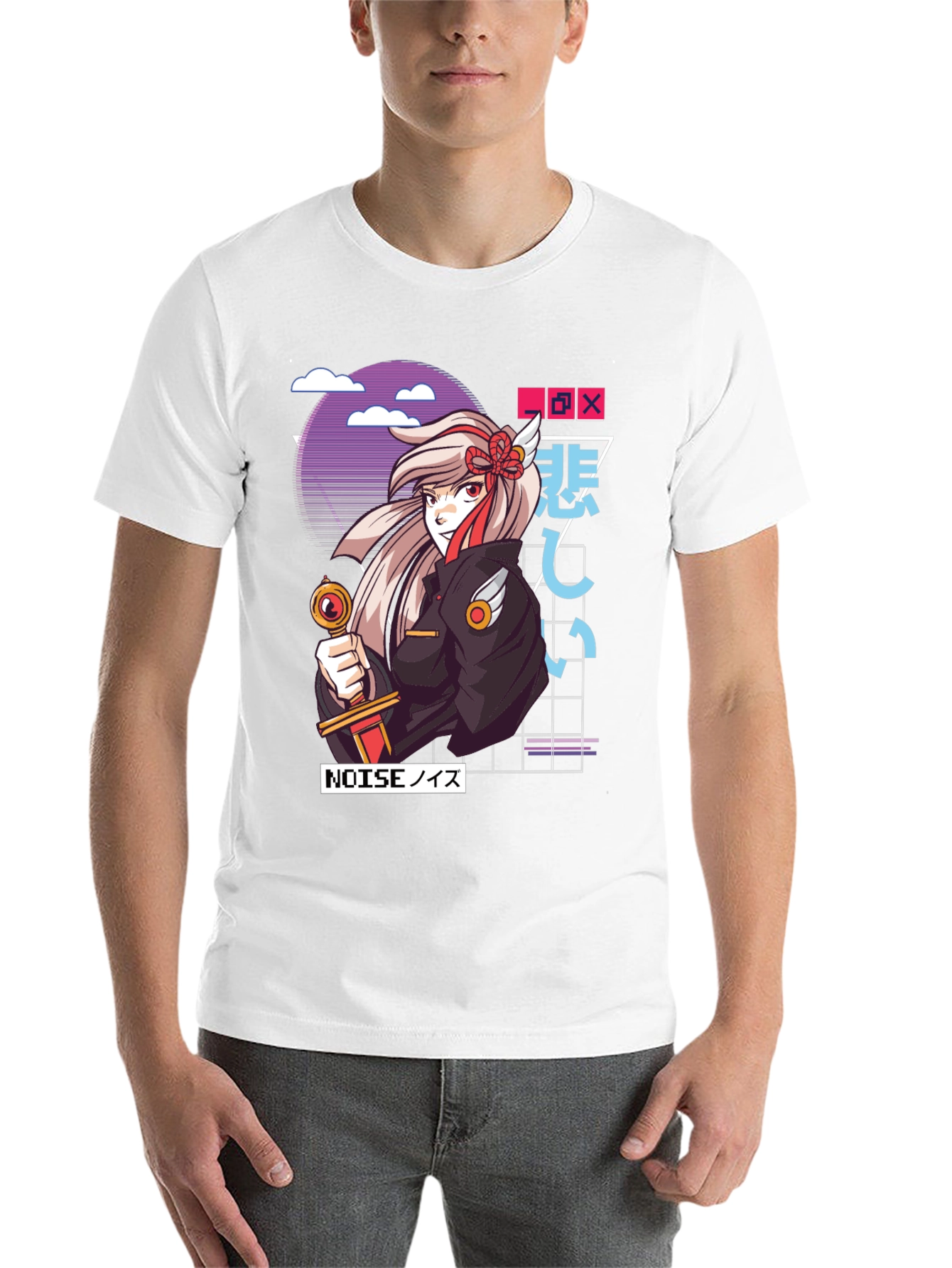 Black Anime Girl Graphic T-Shirt - Black view 14