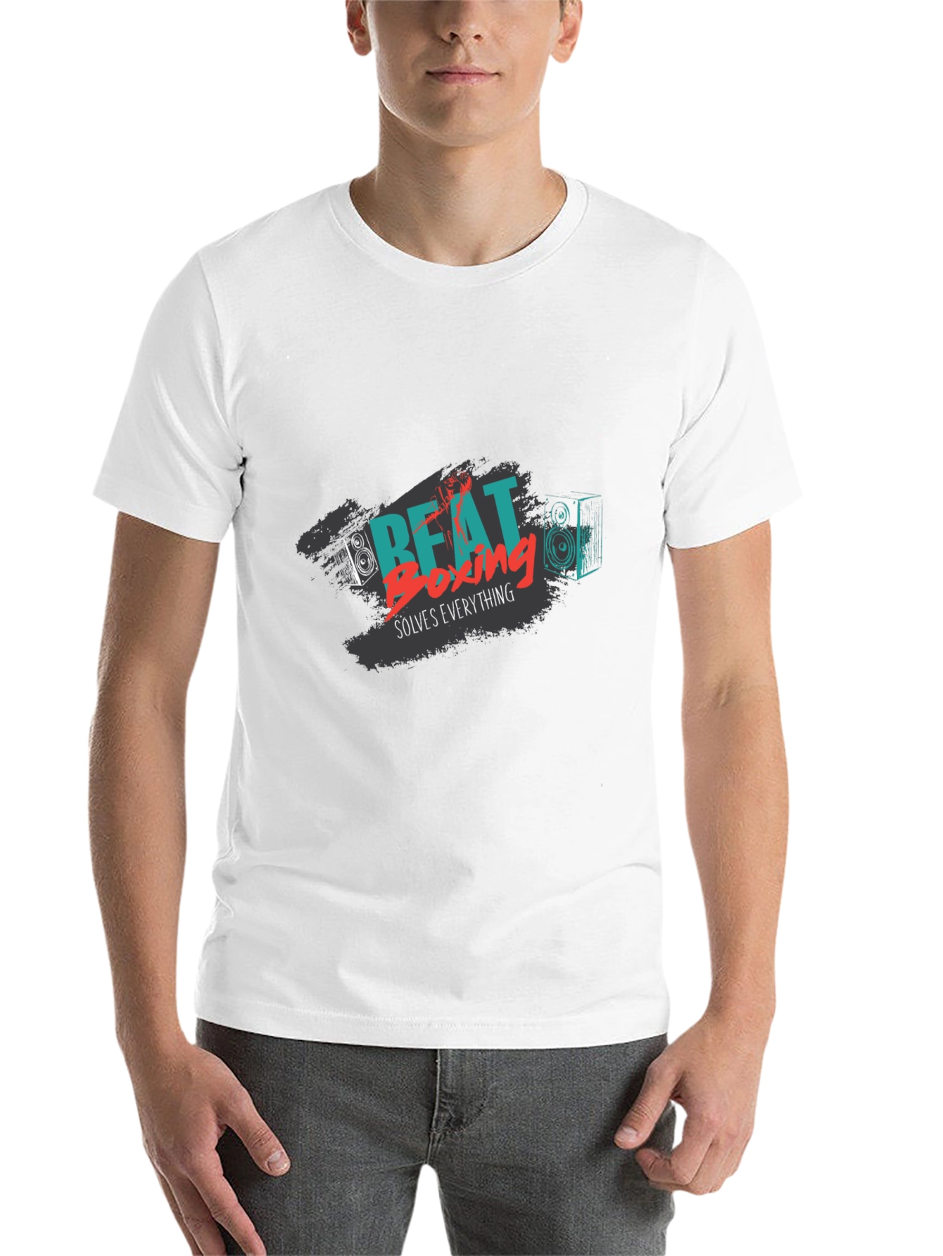 Black Beat Boxing Solves Everything Black Graphic Tee view 14