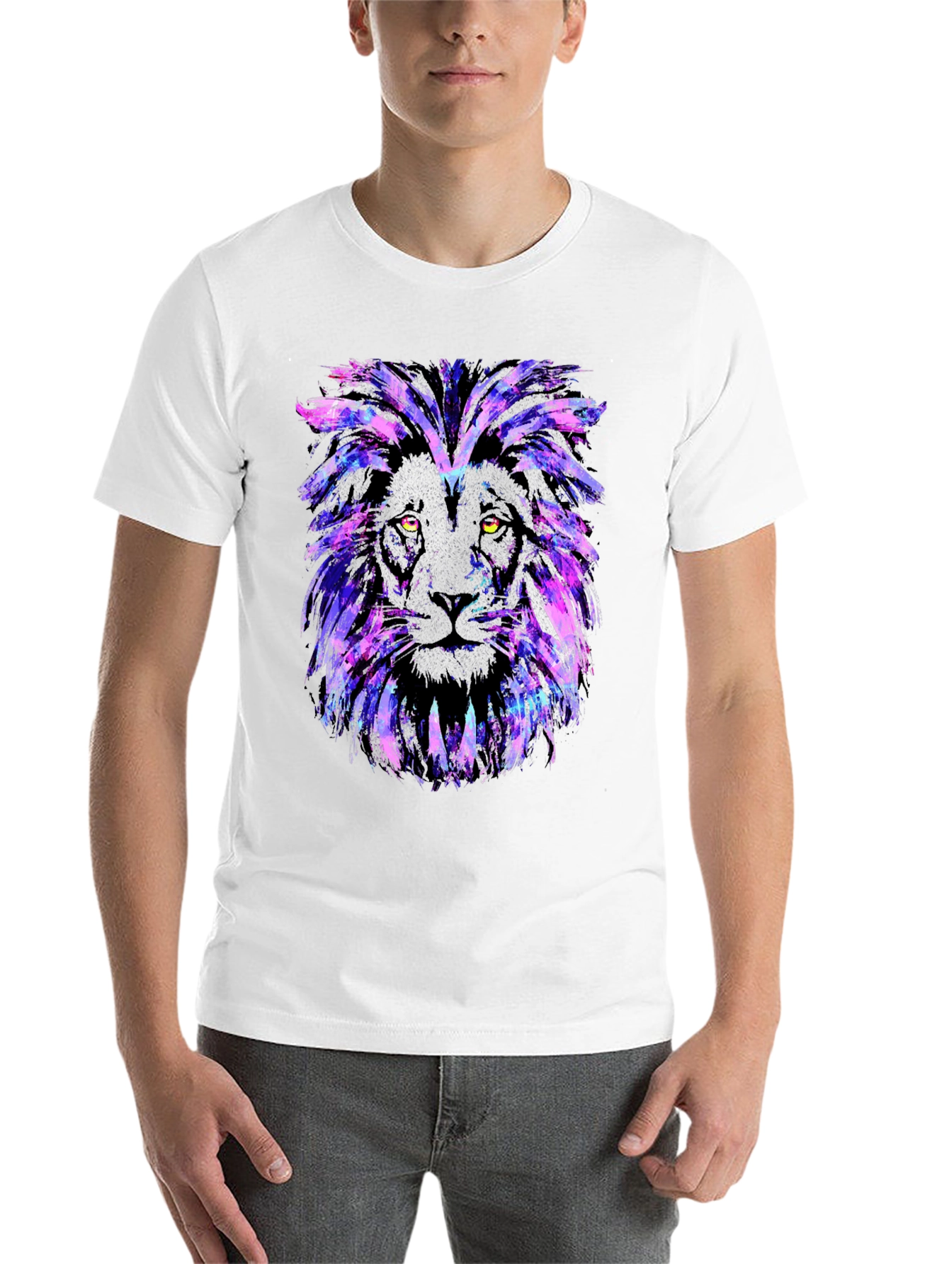 Black Galaxy Lion Graphic Tee - Stylish Men's Black T-Shirt view 14