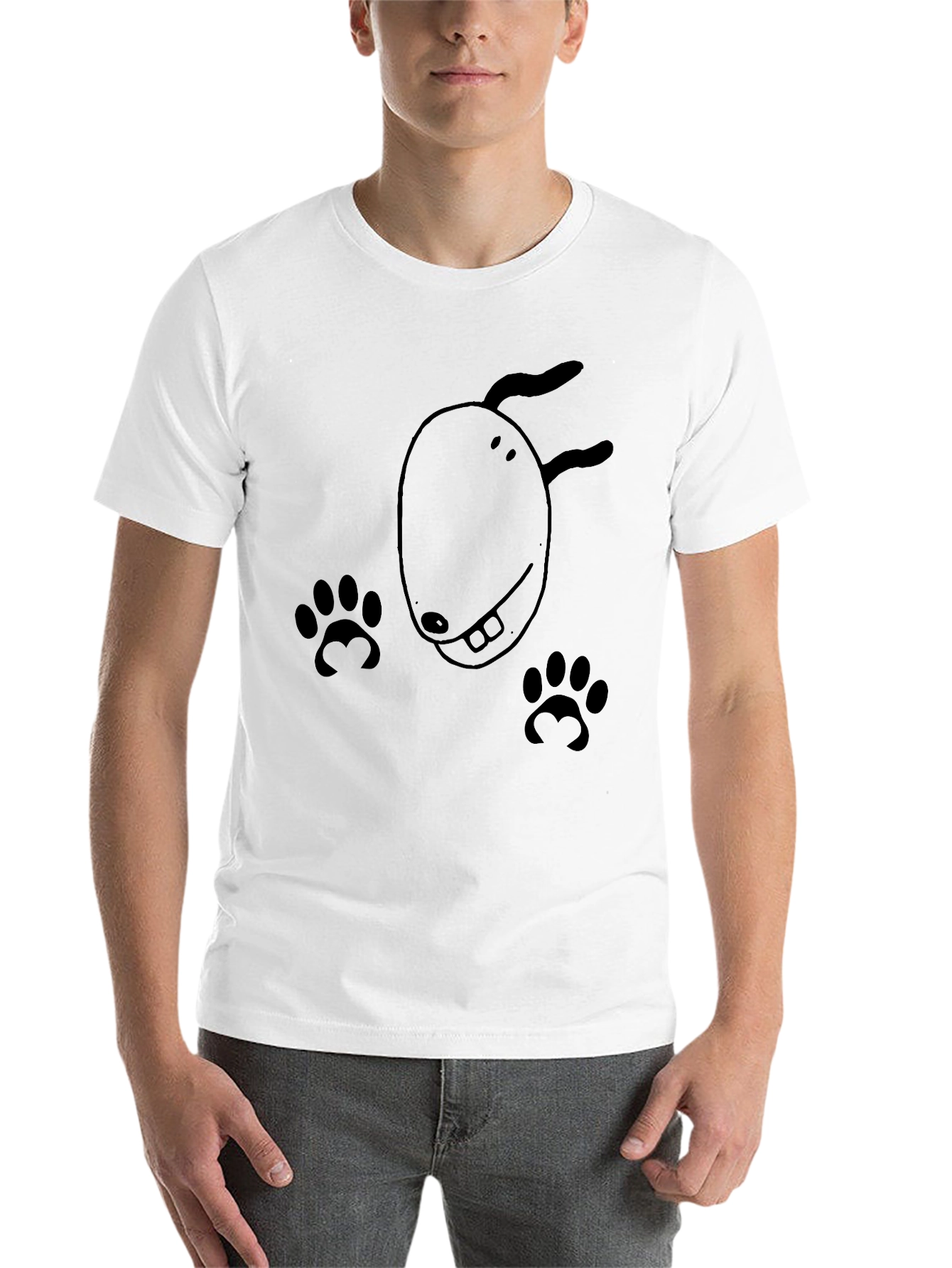 Black Dog Cartoon Graphic Tee - Black Casual T-Shirt view 14