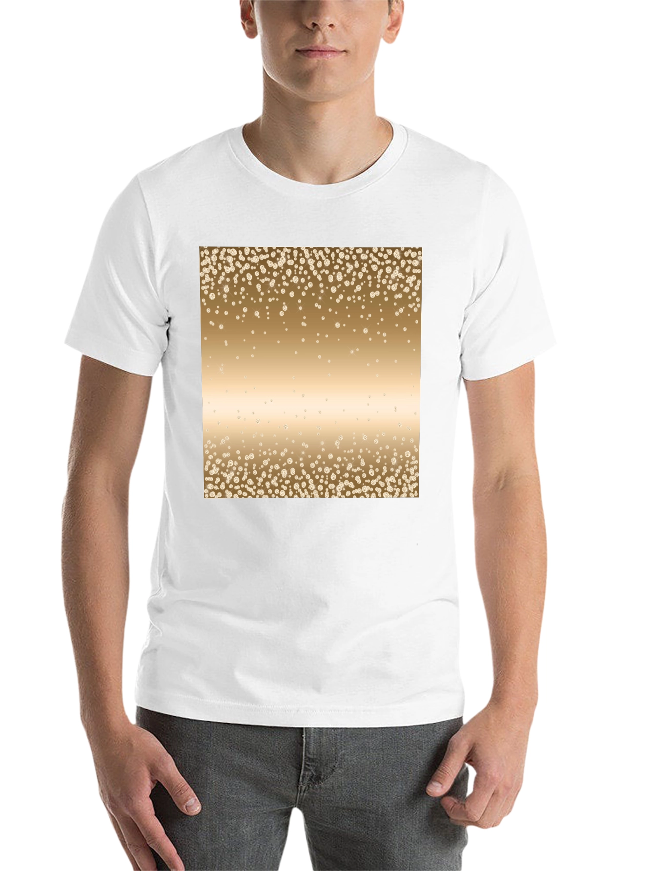 Black Men's Black Tee with Gold Confetti Print view 14