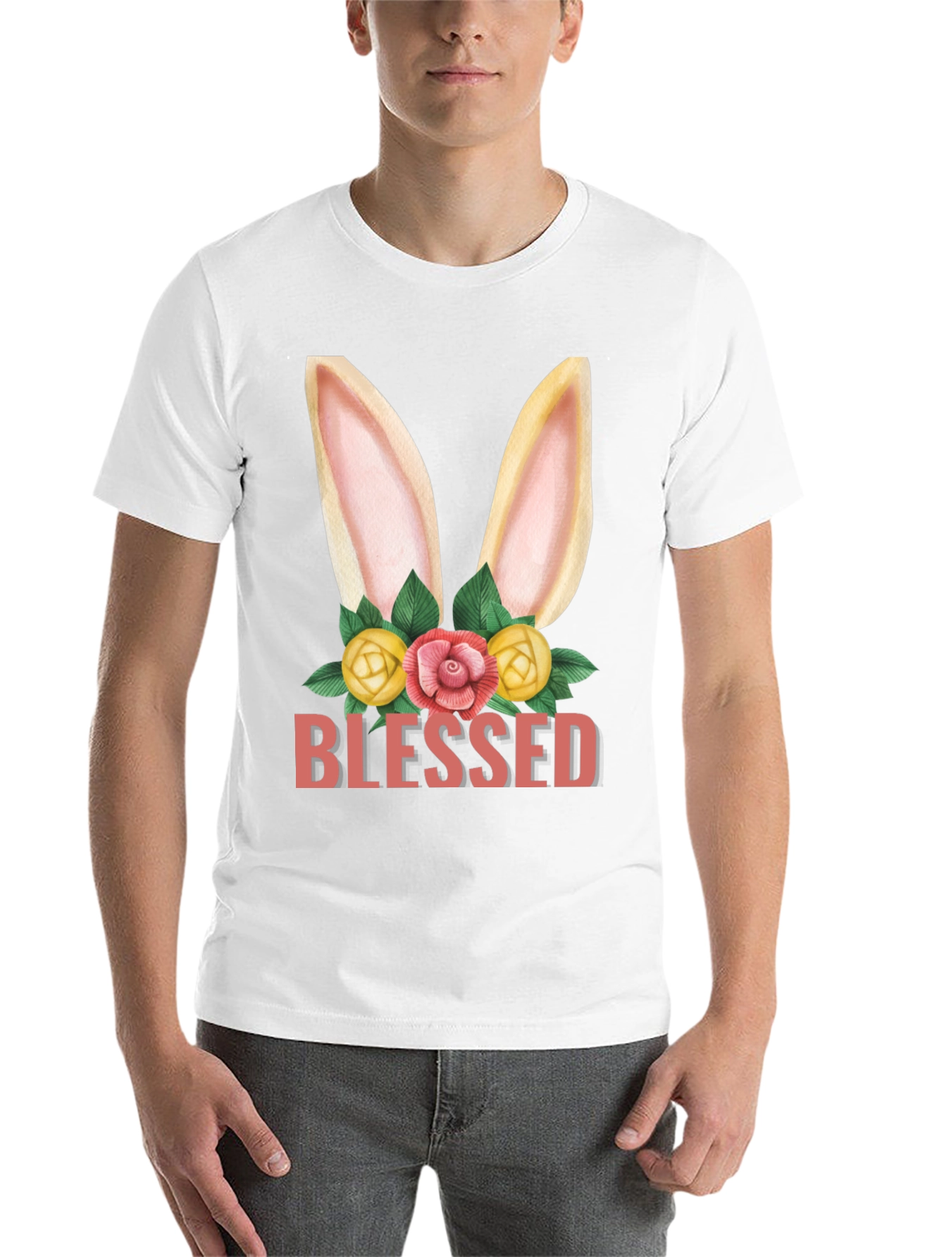 Blessed Easter Bunny Floral Graphic T-Shirt - 14