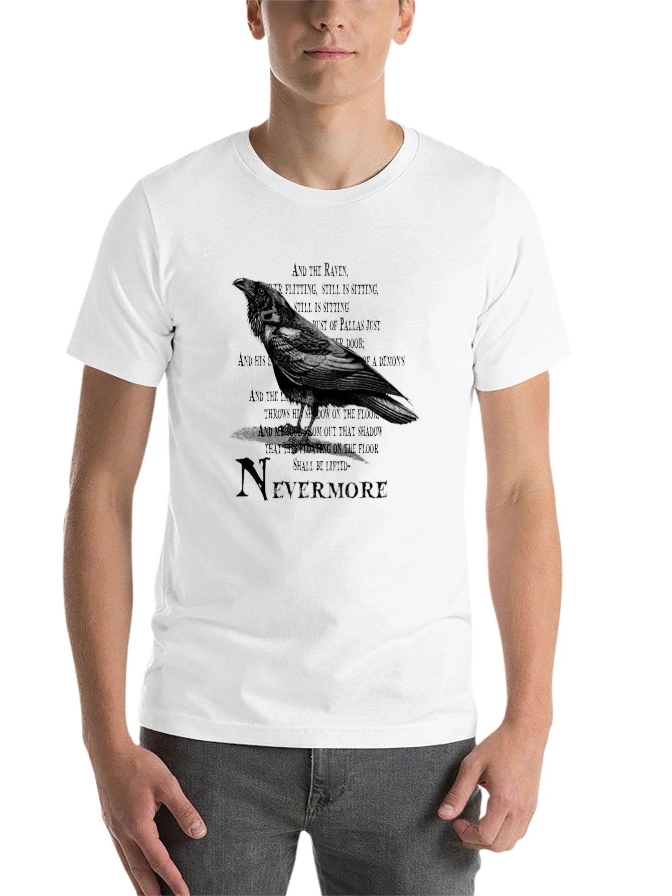 Black Raven Nevermore Graphic T-Shirt - Edgar Allan Poe Inspired view 14