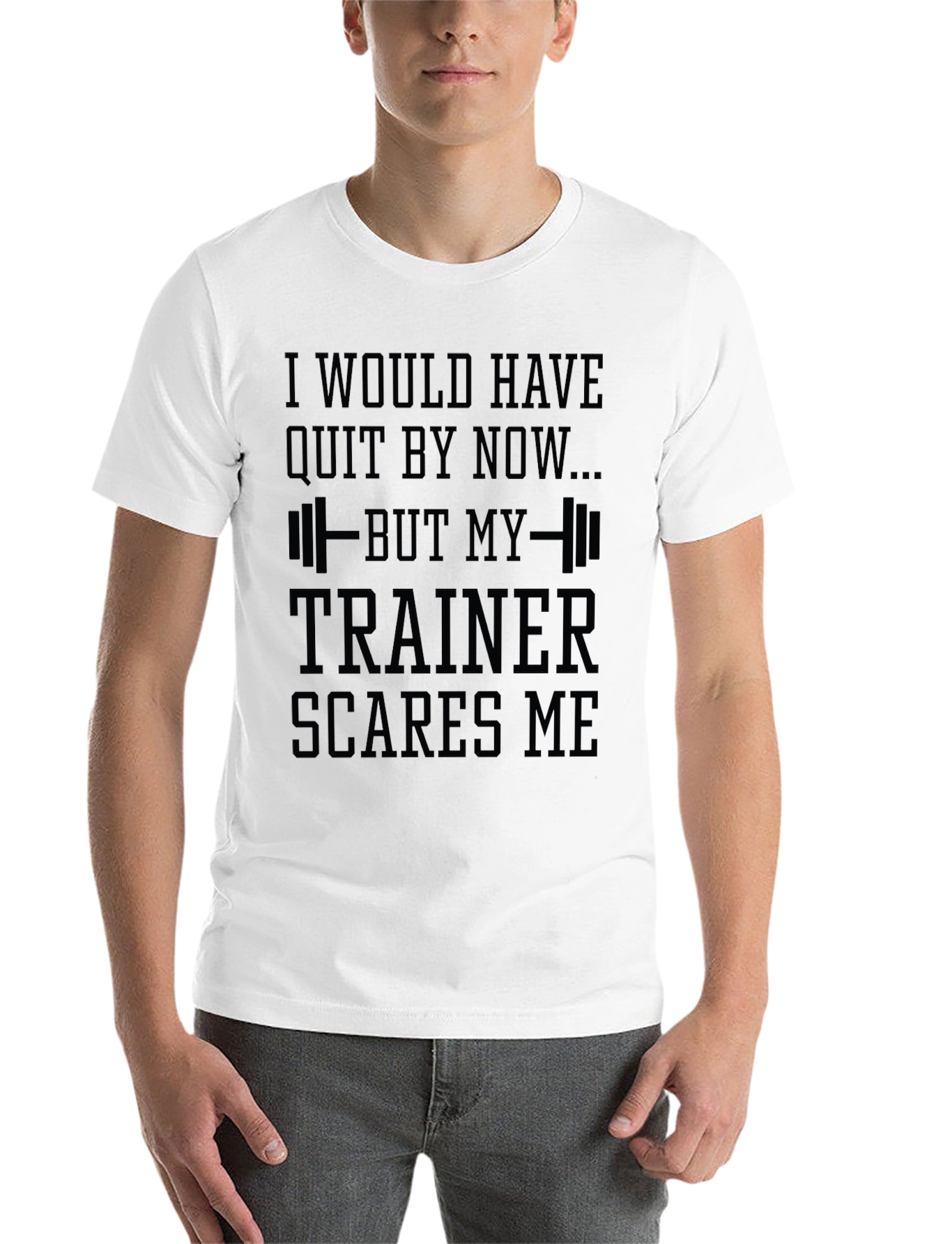 Black Trainer Scares Me Funny Gym T-Shirt view 14