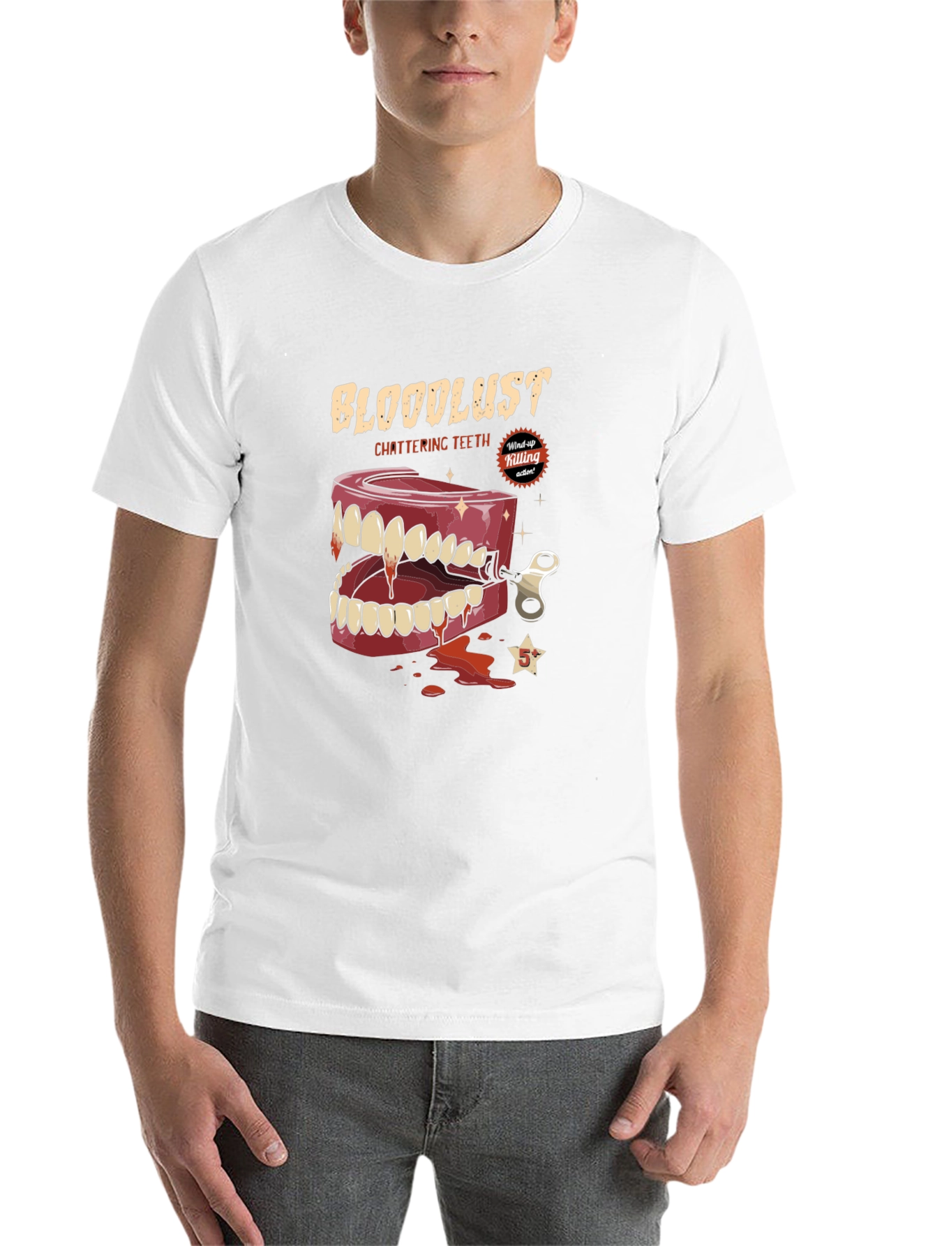 Black Bloodlust Chattering Teeth Graphic Tee - Horror T-Shirt view 14