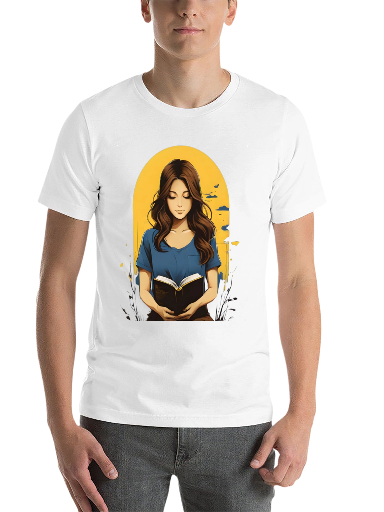 Black Woman Reading Book Graphic Tee - Stylish Casual Top view 14