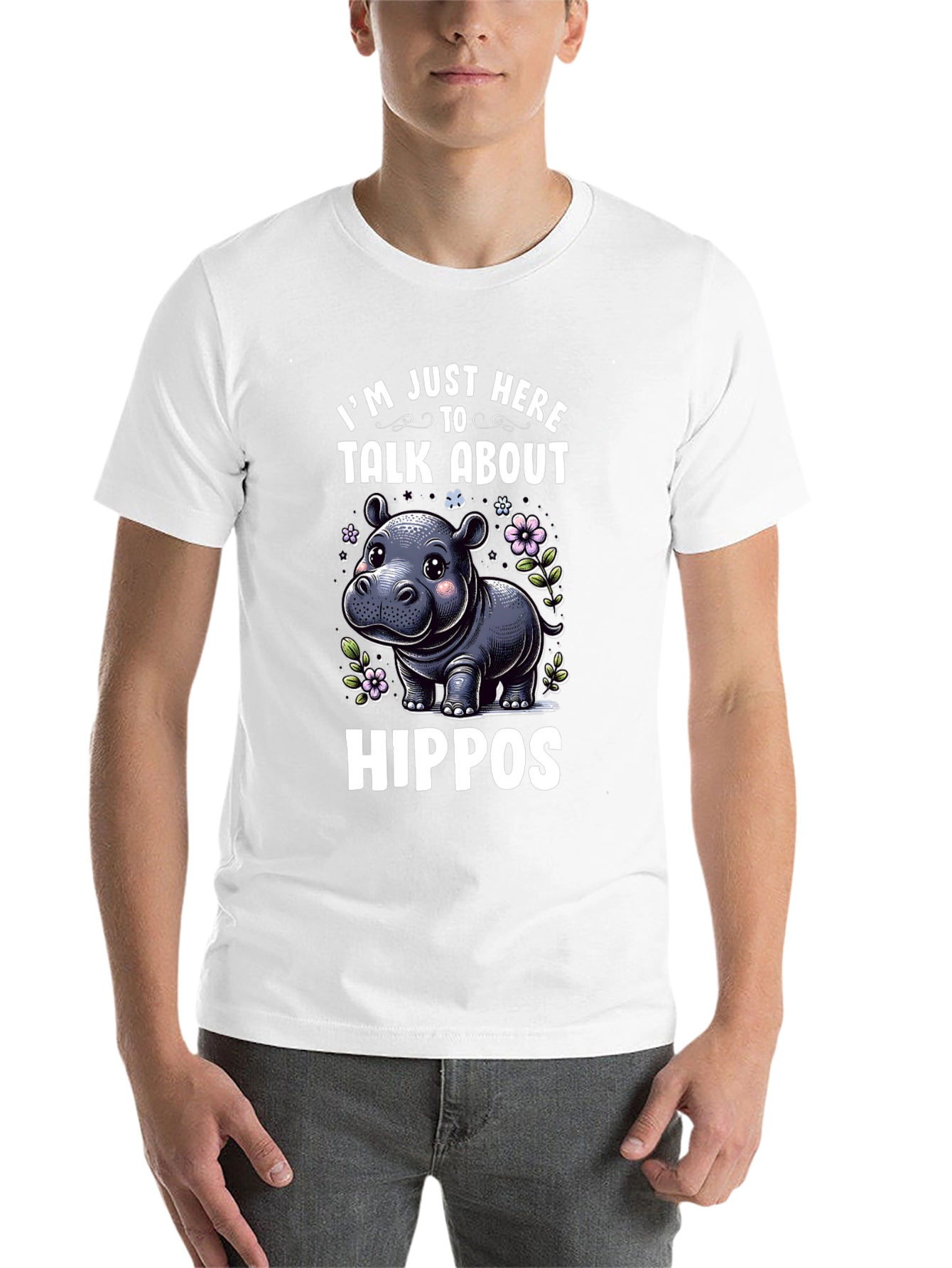 Black Hippo Lover T-Shirt - I'm Just Here To Talk About Hippos view 14