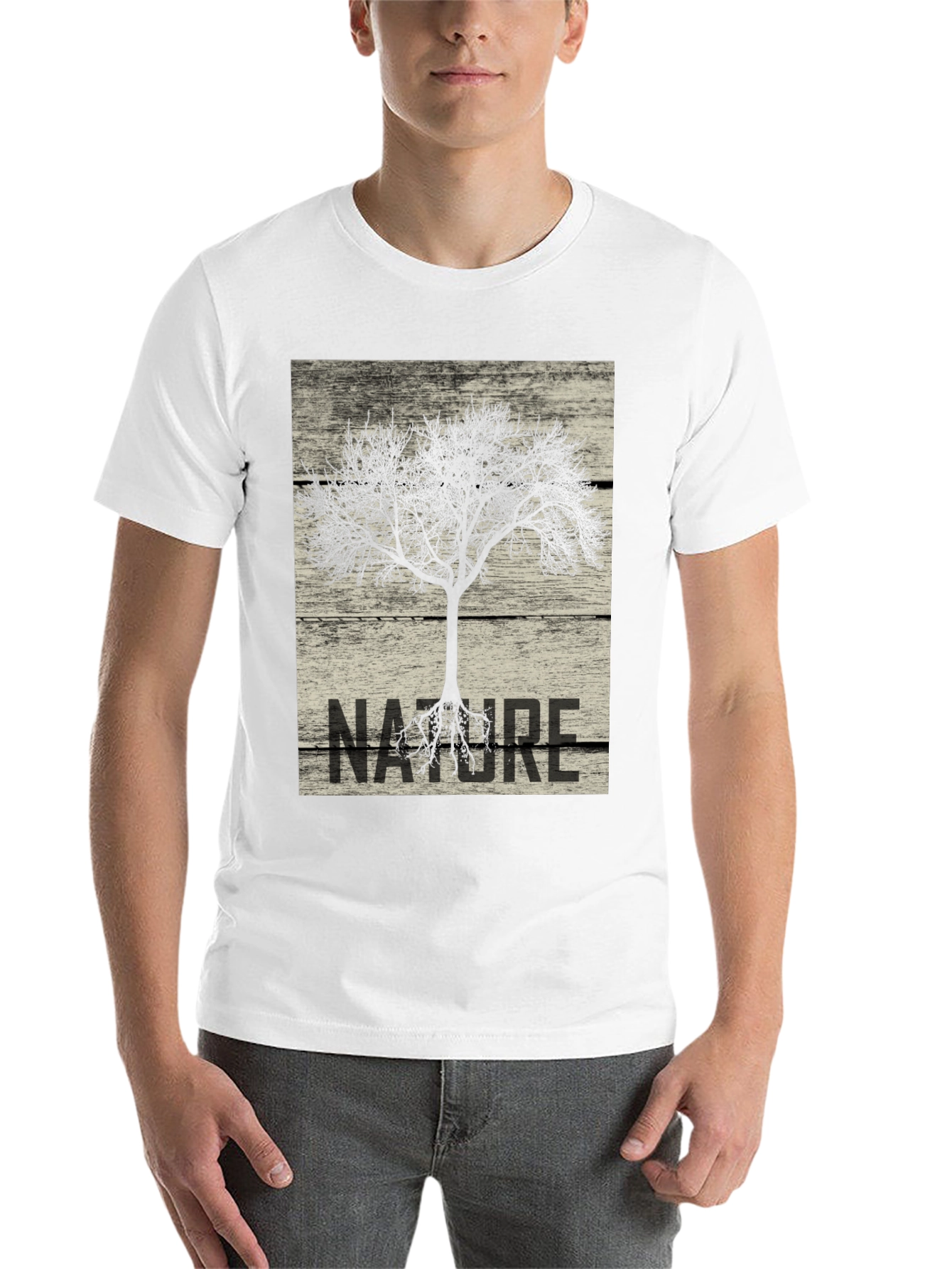 Black Nature Tree Graphic Tee - Black Cotton T-Shirt view 14