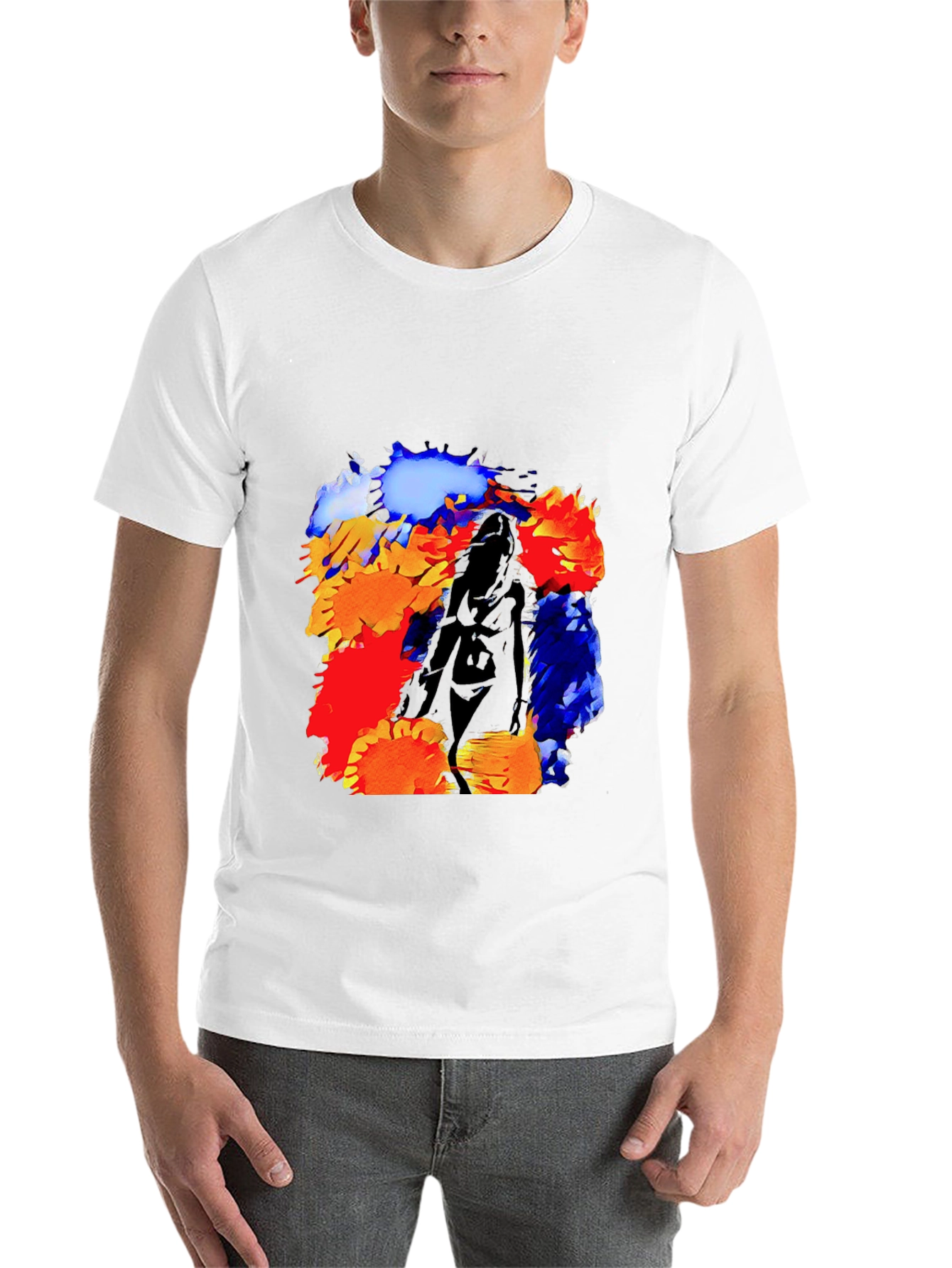 Black Abstract Flower Art T-Shirt view 14