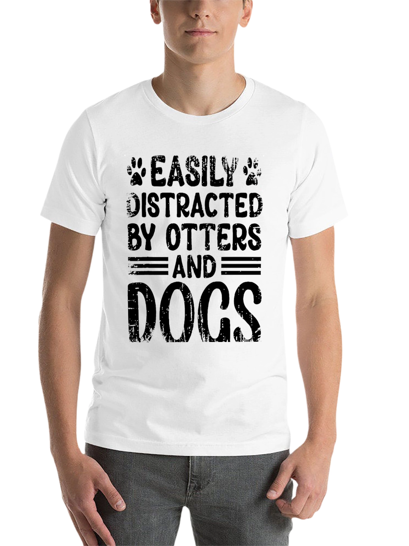 Black Easily Distracted By Otters and Dogs Black T-Shirt view 14