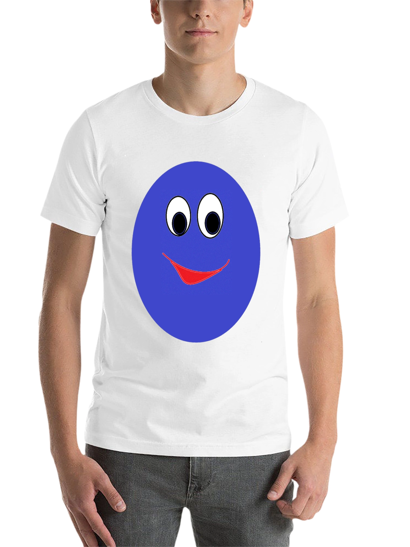 Black Smiley Face Graphic T-Shirt - Blue view 14