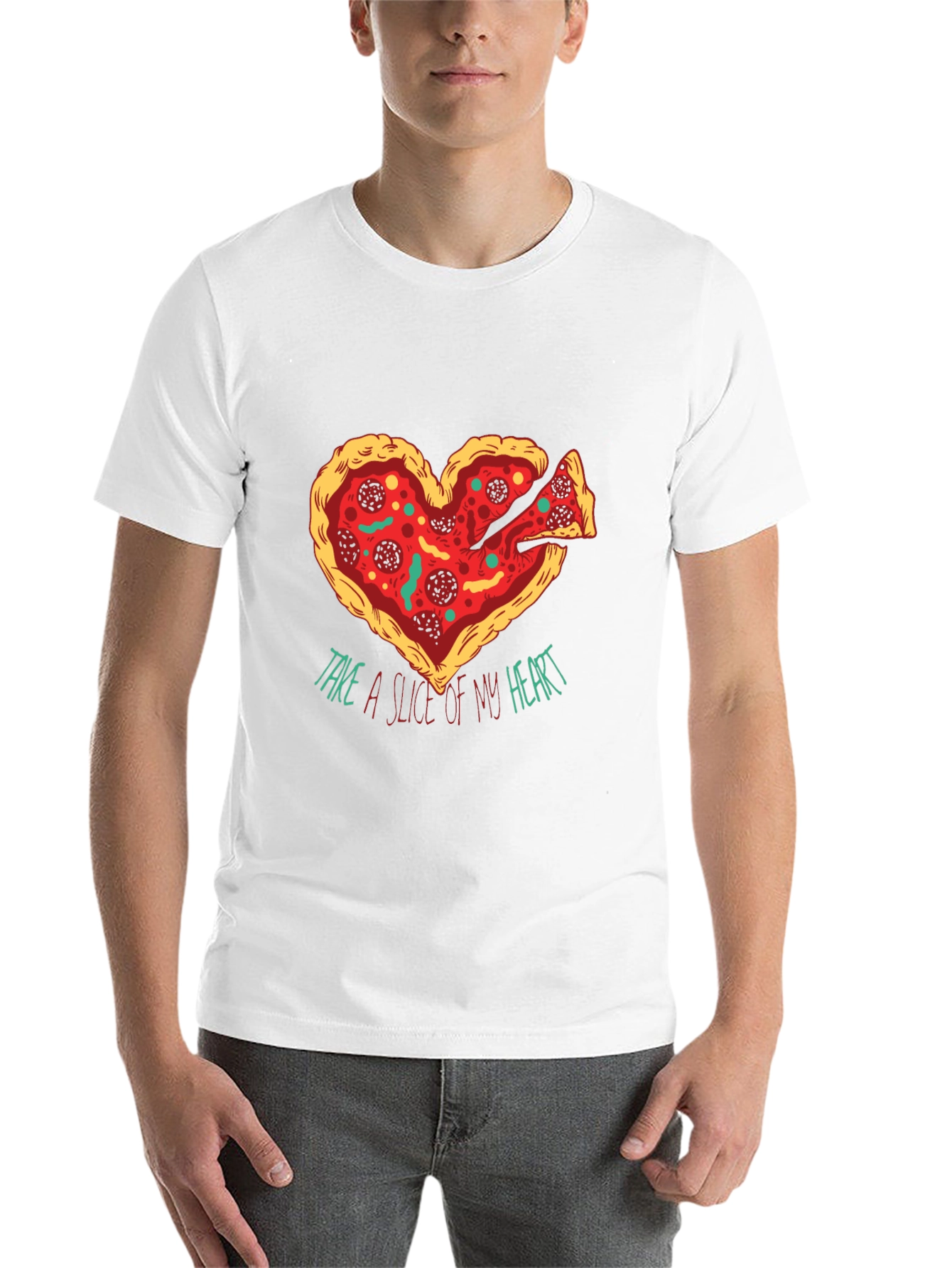 Black Pizza Heart Graphic T-Shirt: Take a Slice view 14