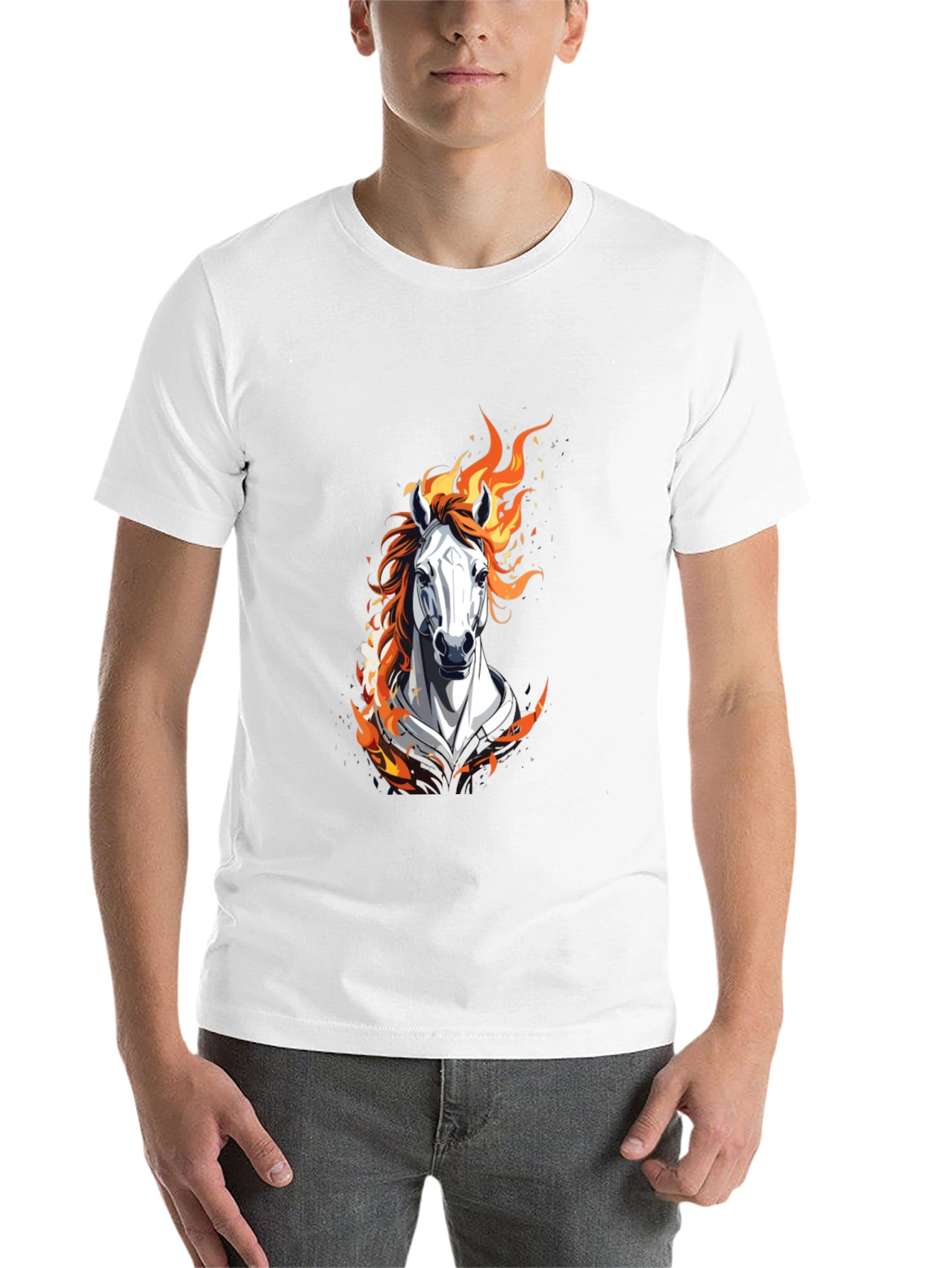 Black Fiery Horse Graphic Black T-Shirt view 14