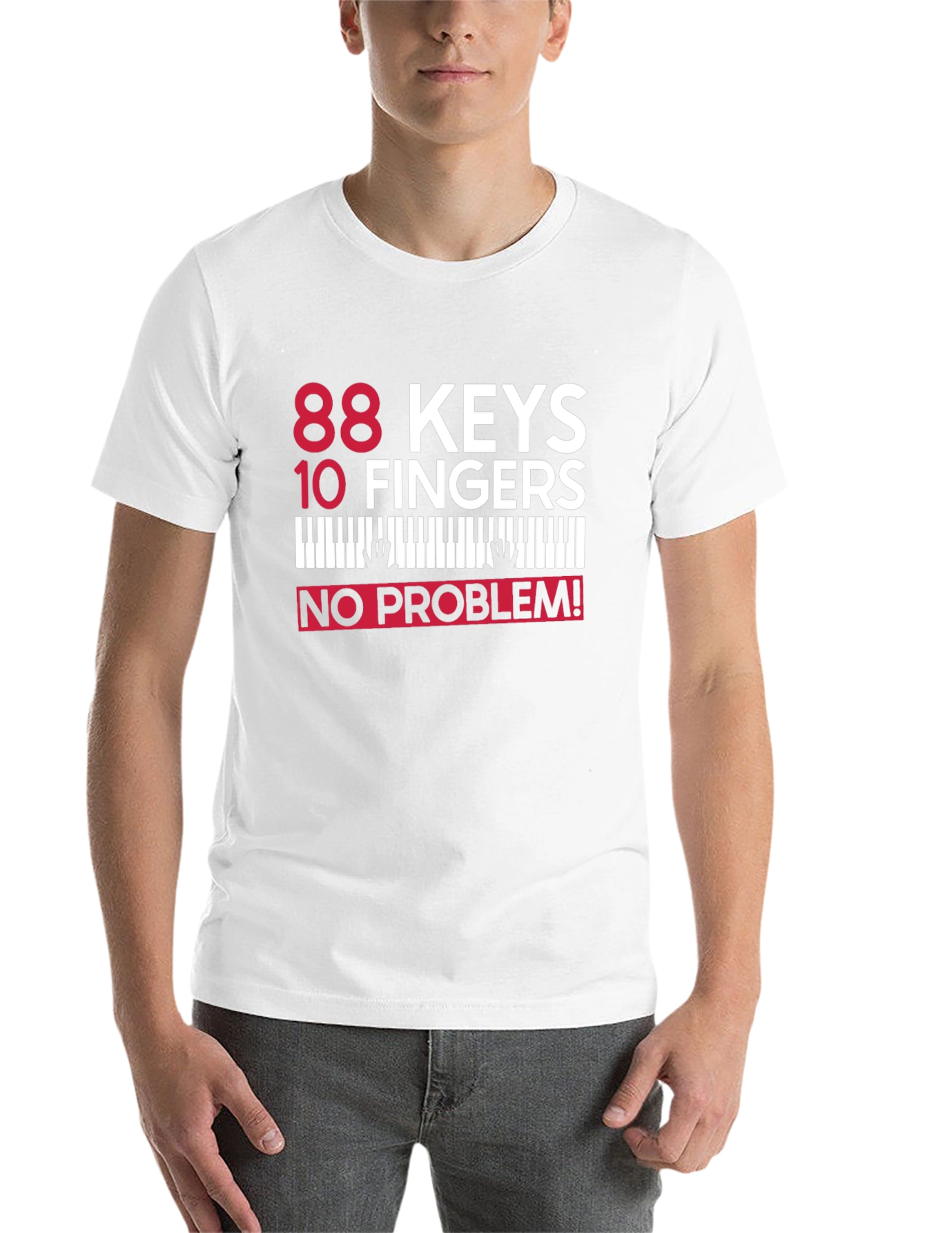 Black 88 Keys 10 Fingers No Problem! Piano T-Shirt view 14