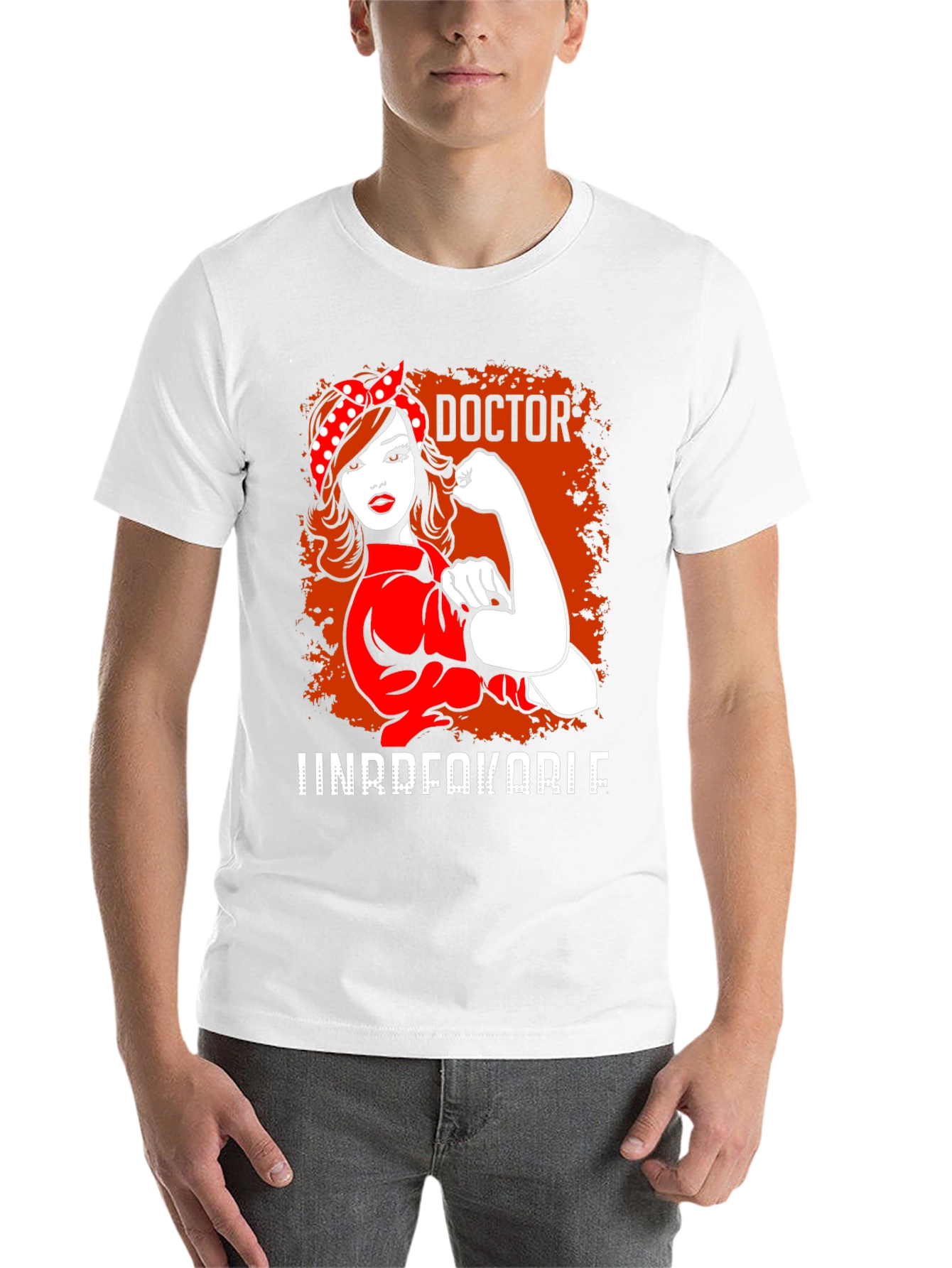 Black Doctor Unbreakable T-Shirt - Rosie the Riveter Style view 14