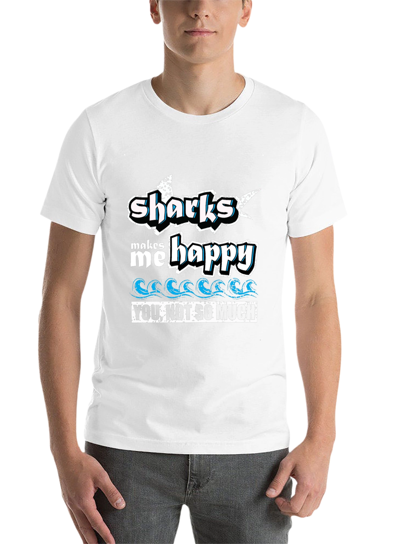 Black Sharks Make Me Happy Tee - Ocean Lover's Humor view 14