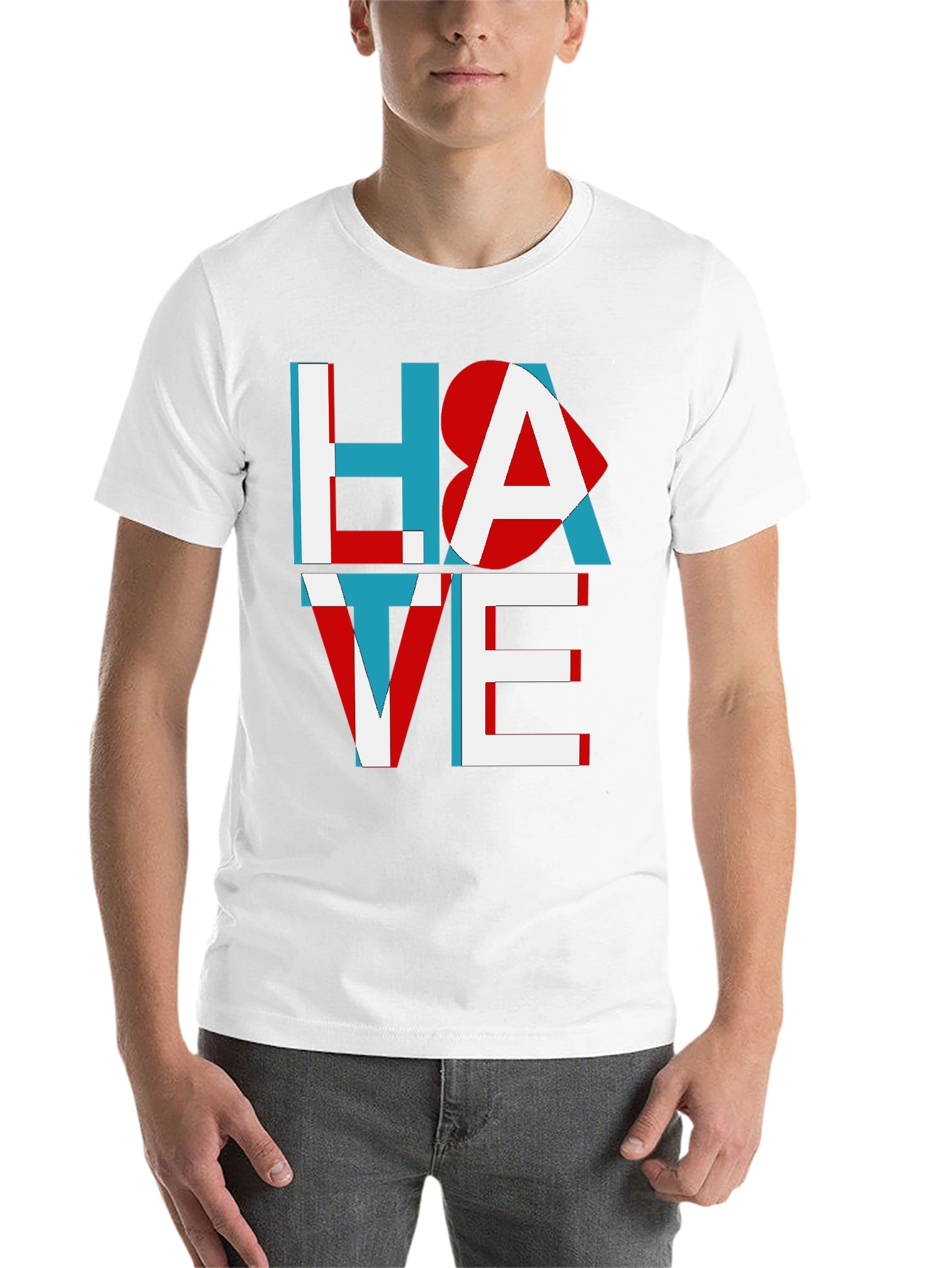 Black Hate Love Graphic Tee - Unisex Cotton T-Shirt view 14