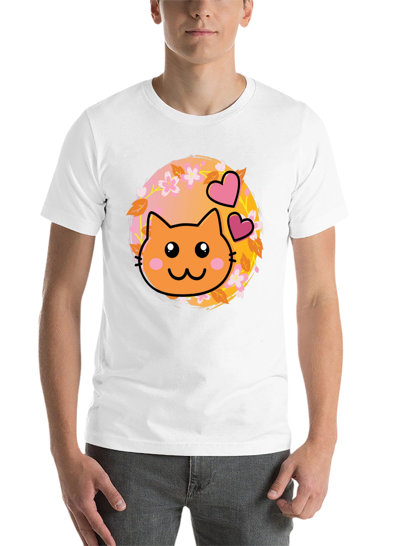 Black Cute Kawaii Cat T-Shirt - Sweet Kitten Design view 14