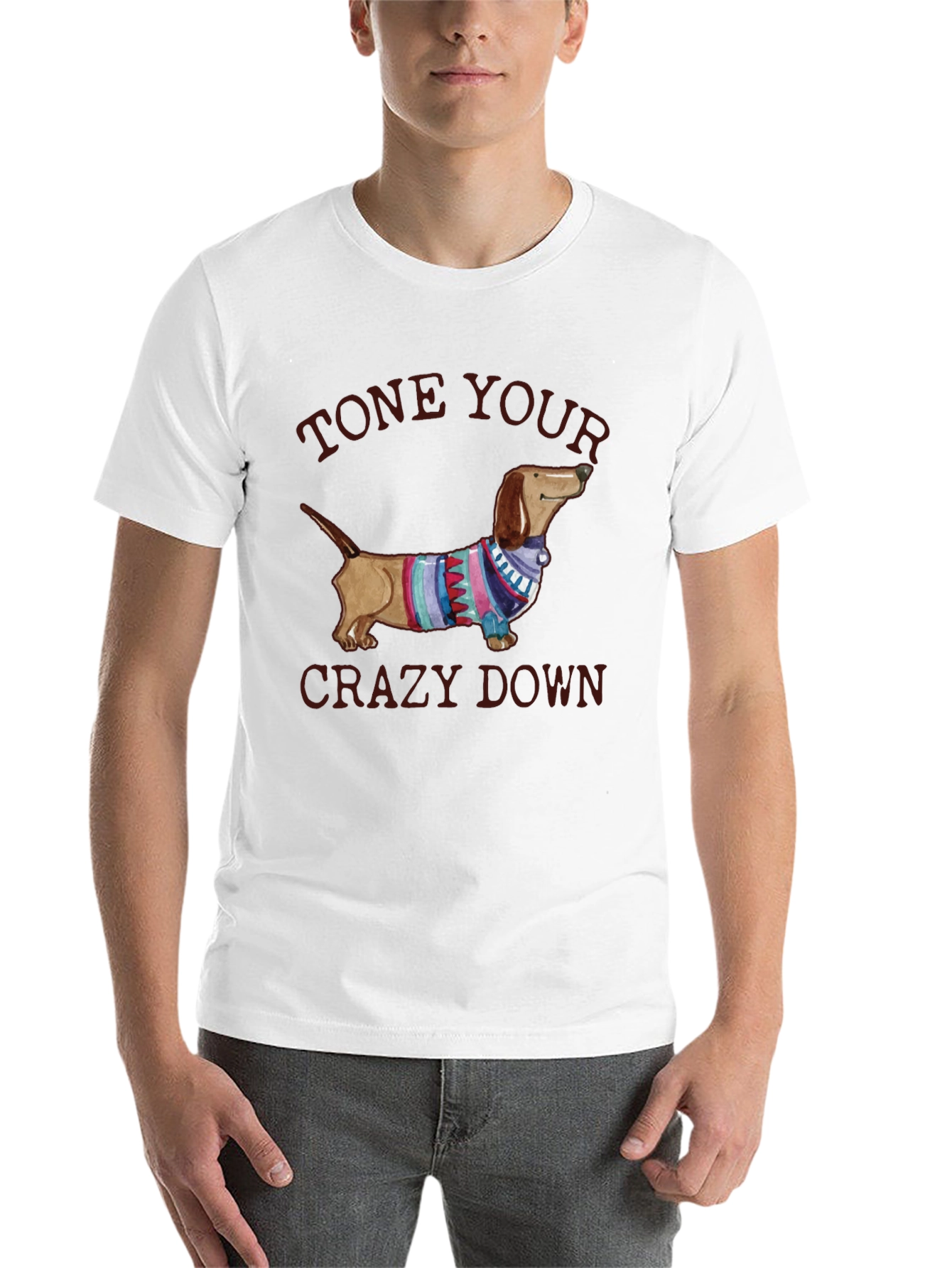 Black Tone Your Crazy Down Dachshund Graphic Tee view 14