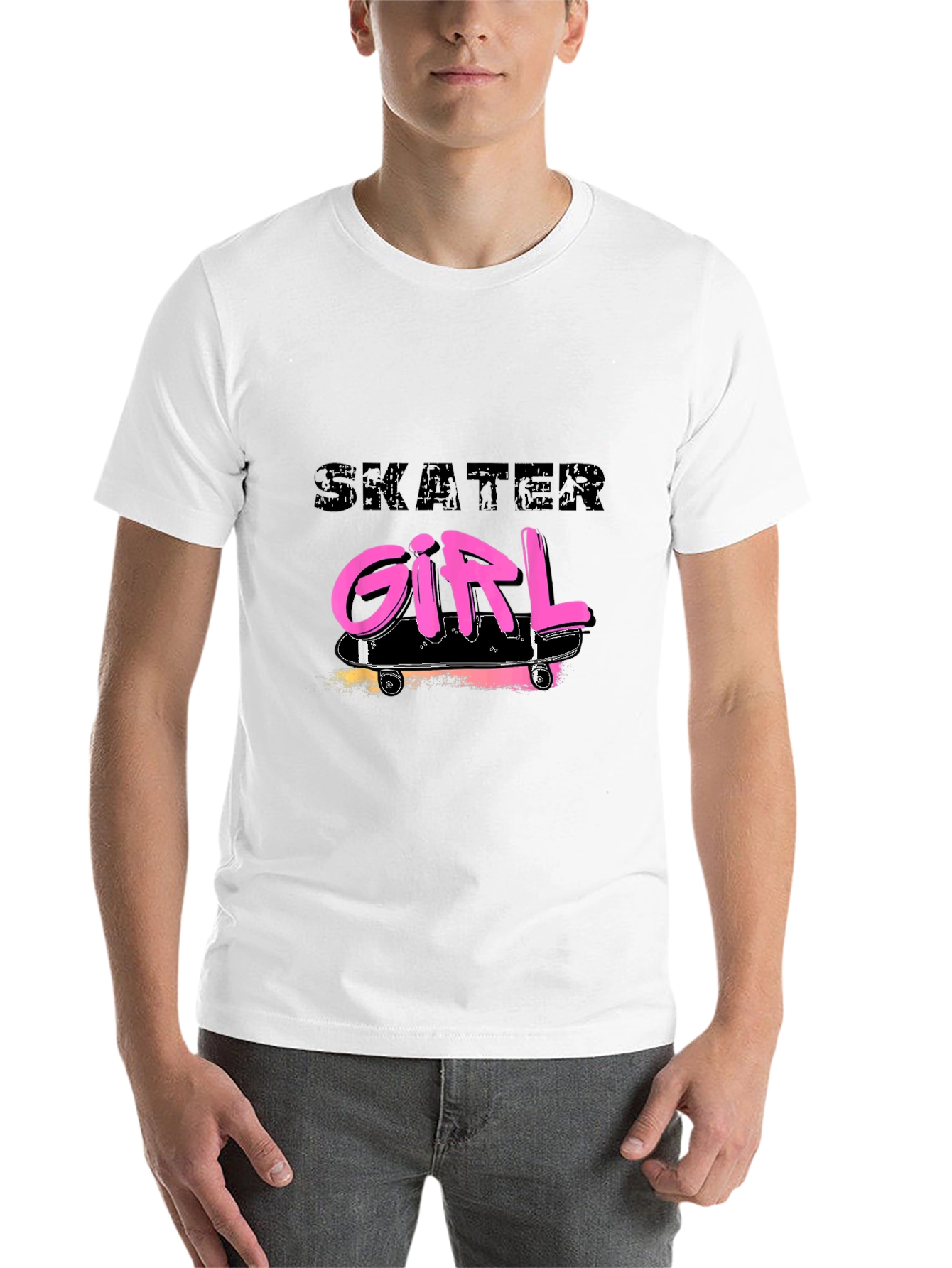 Black Skater Girl Graphic Tee - Black Cotton Blend Shirt view 14