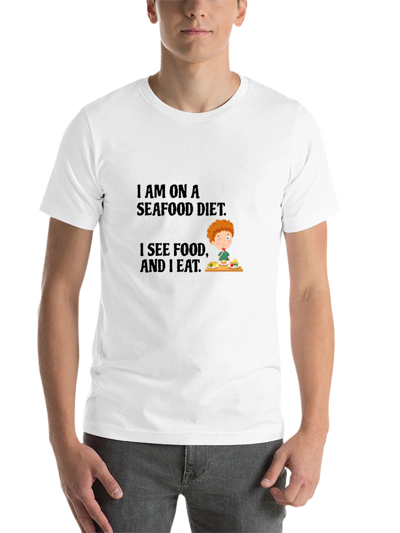 Black Seafood Diet T-Shirt - Funny Foodie Tee view 14