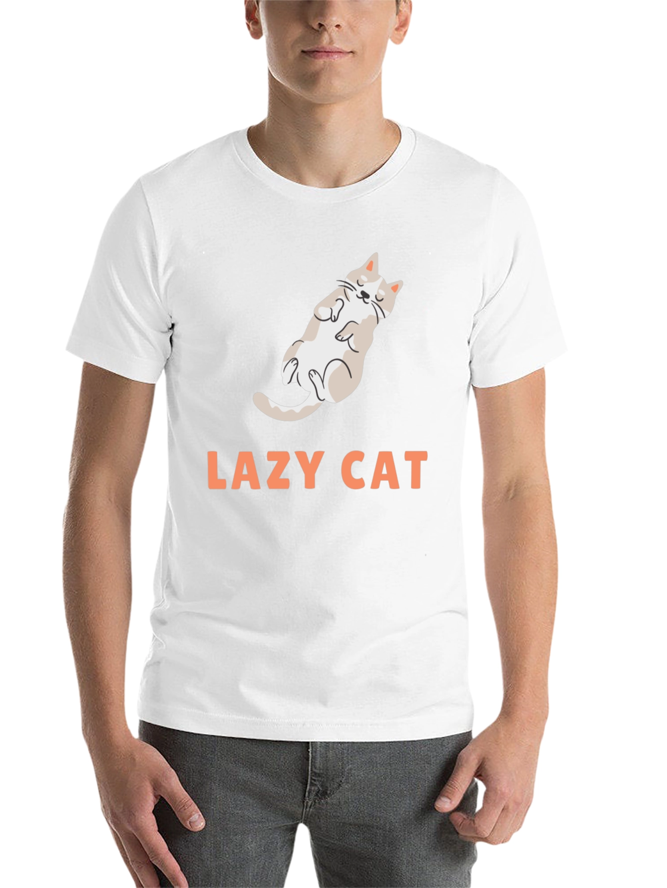 Black Lazy Cat Graphic Tee - Black Cotton Blend view 14