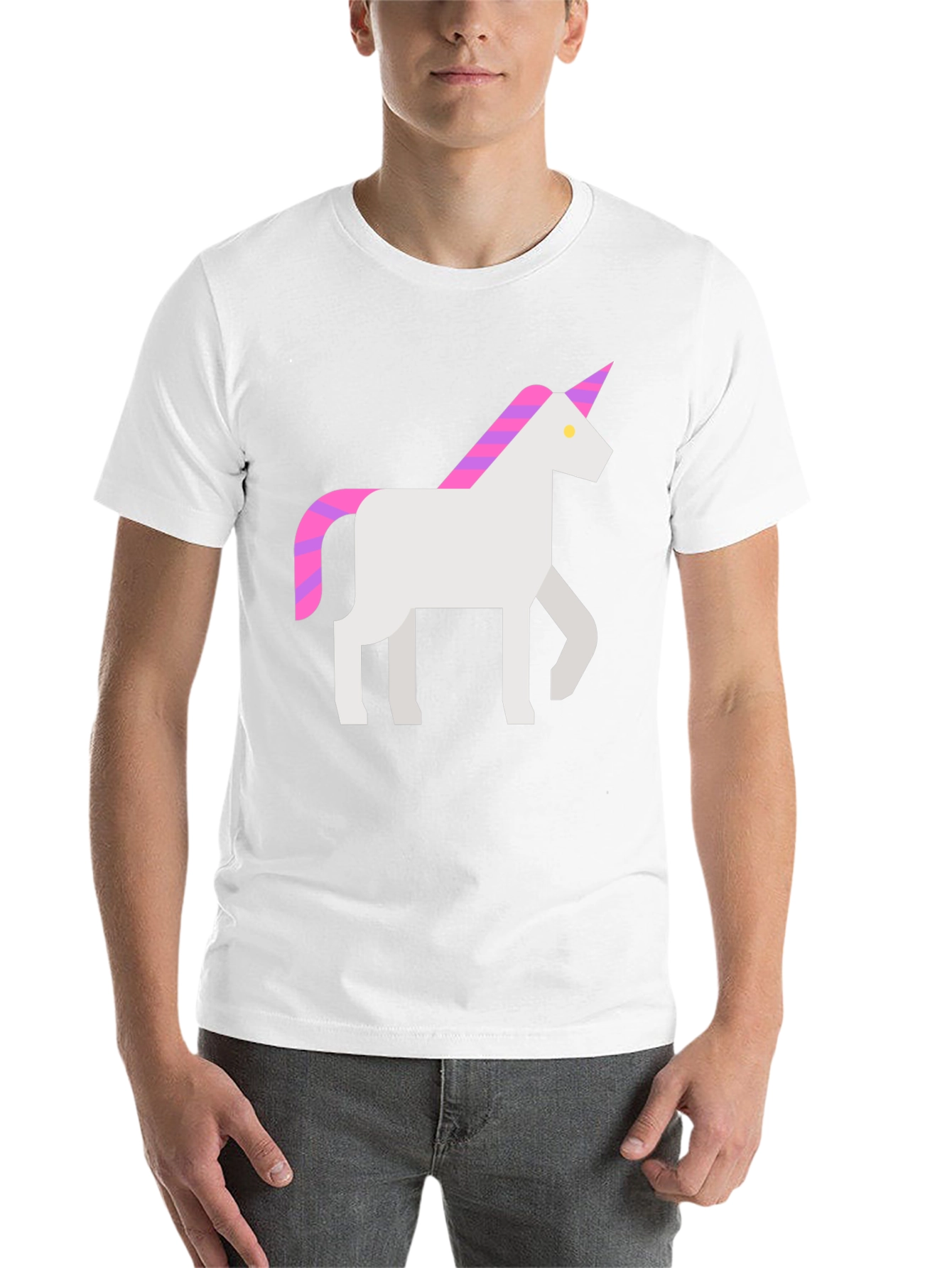 Black Geometric Unicorn Graphic Tee - Black Cotton T-Shirt view 14
