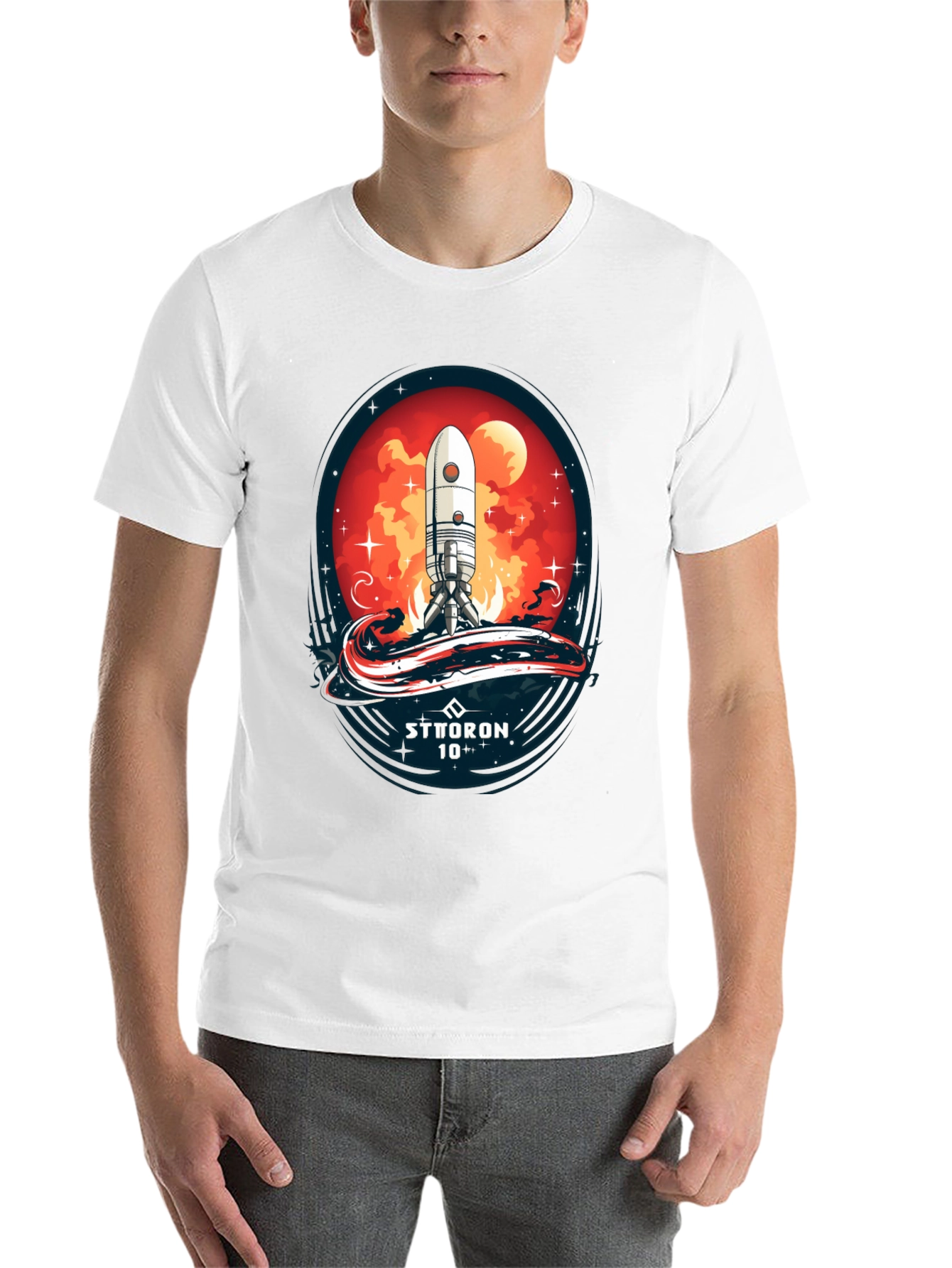 Black Sci-Fi Rocket Launch T-Shirt - Sttoron 10+ view 14