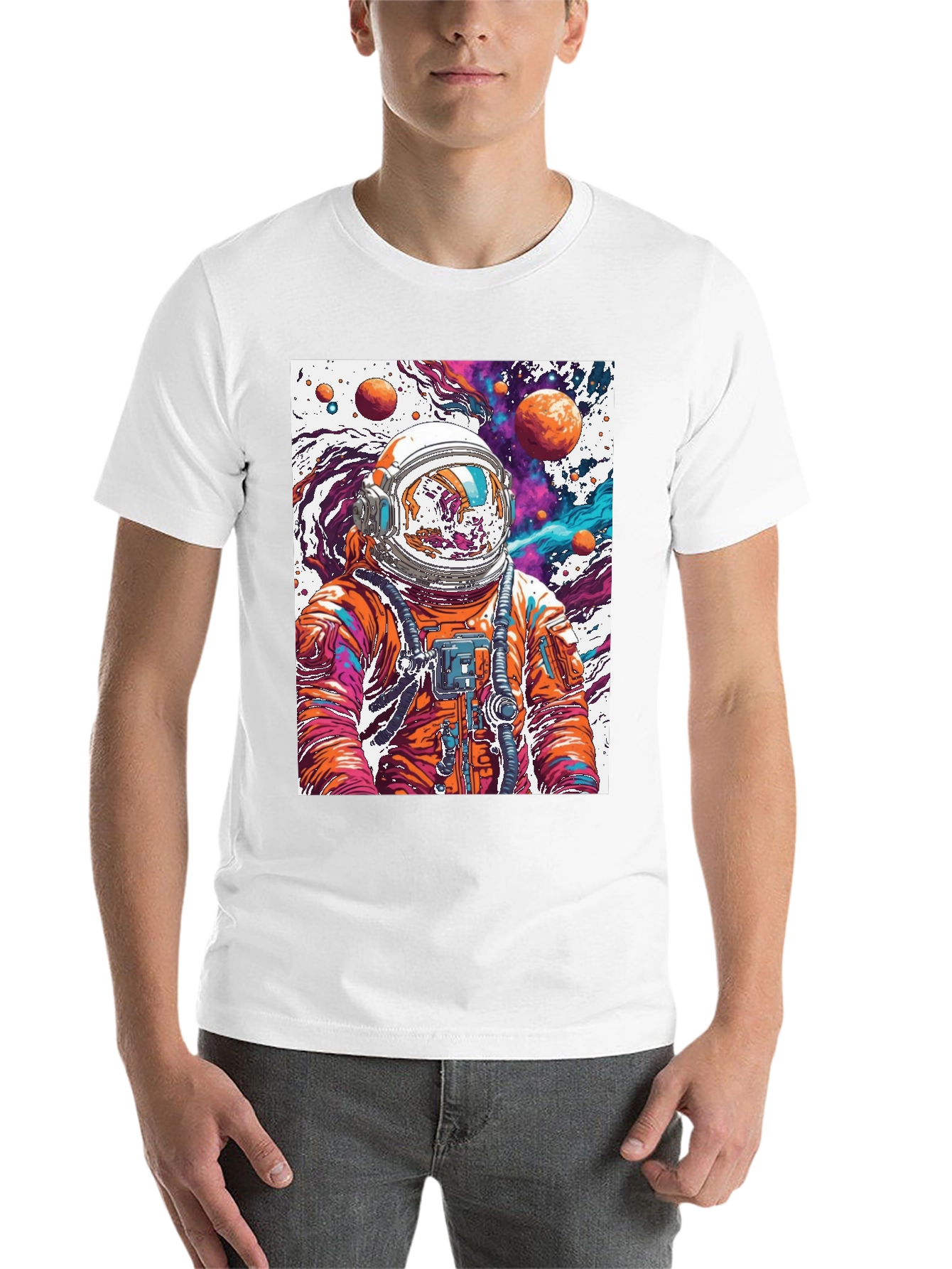 Black Astronaut Galaxy Black T-Shirt view 14