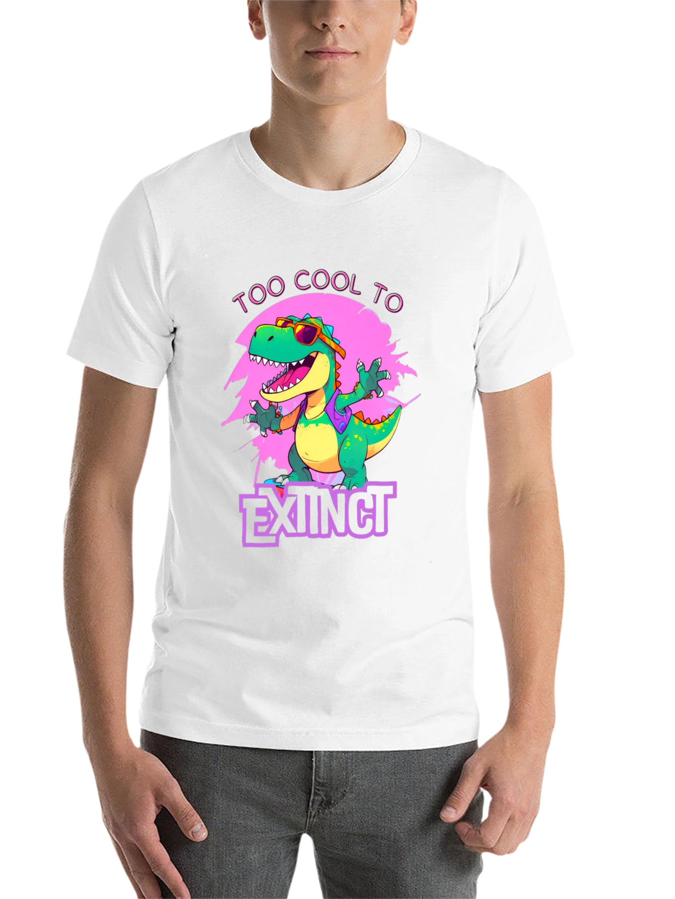 Black Cool Dinosaur Graphic T-Shirt - Extinct Humor view 14