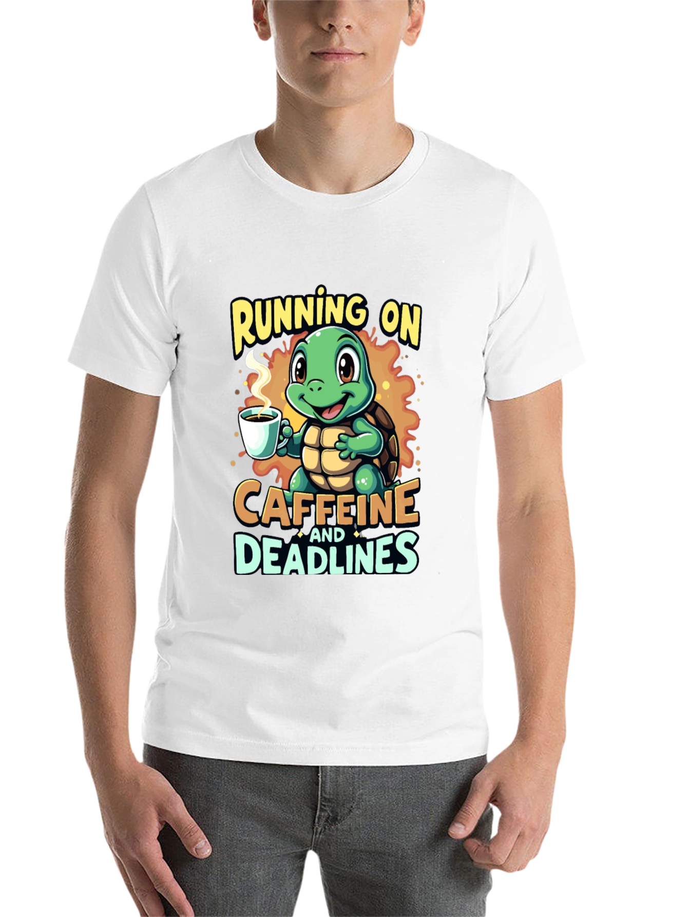 Black Caffeine Turtle T-Shirt - Running on Deadlines view 14