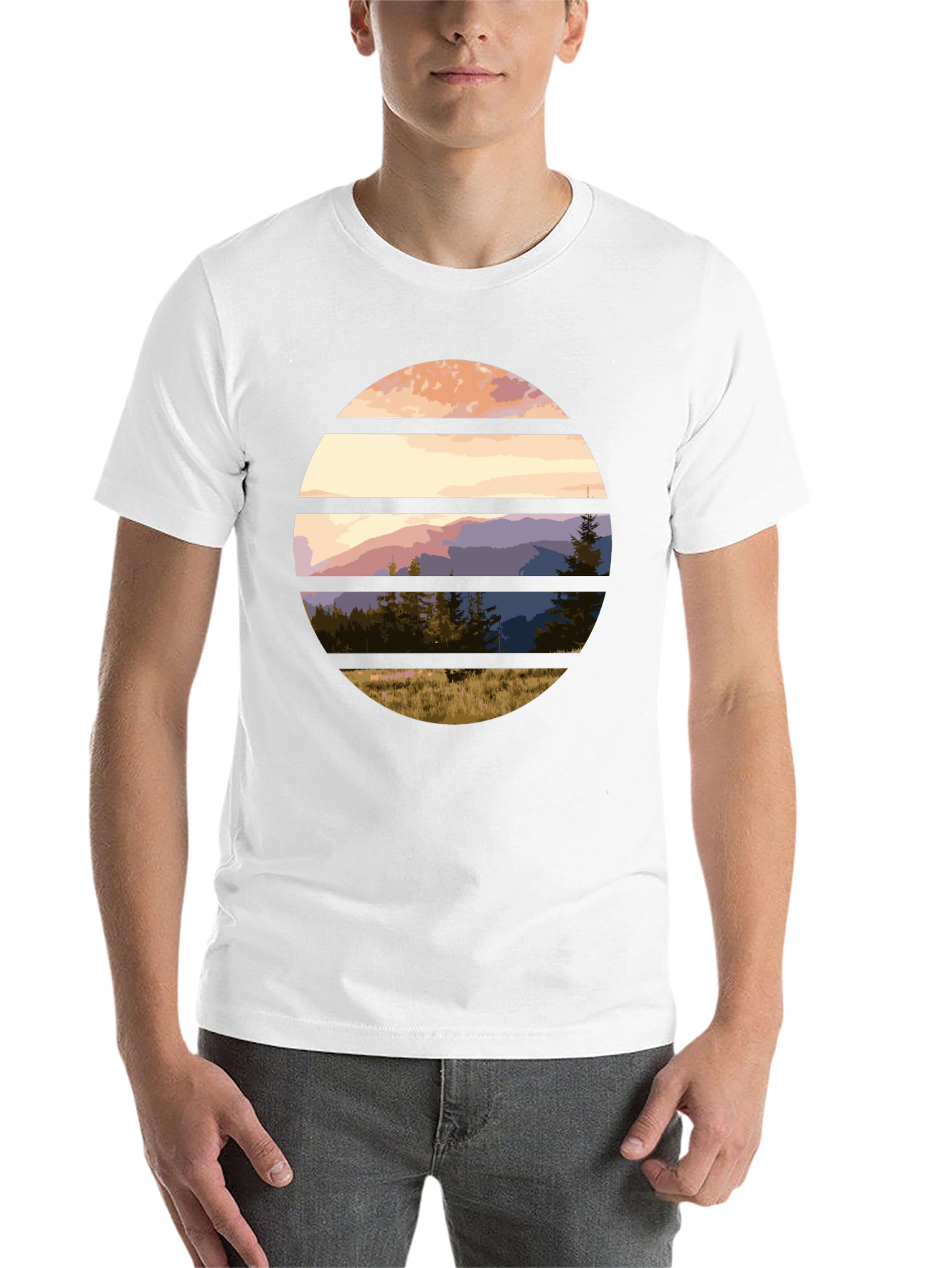 Black Scenic Mountain Sunset Graphic Tee view 14