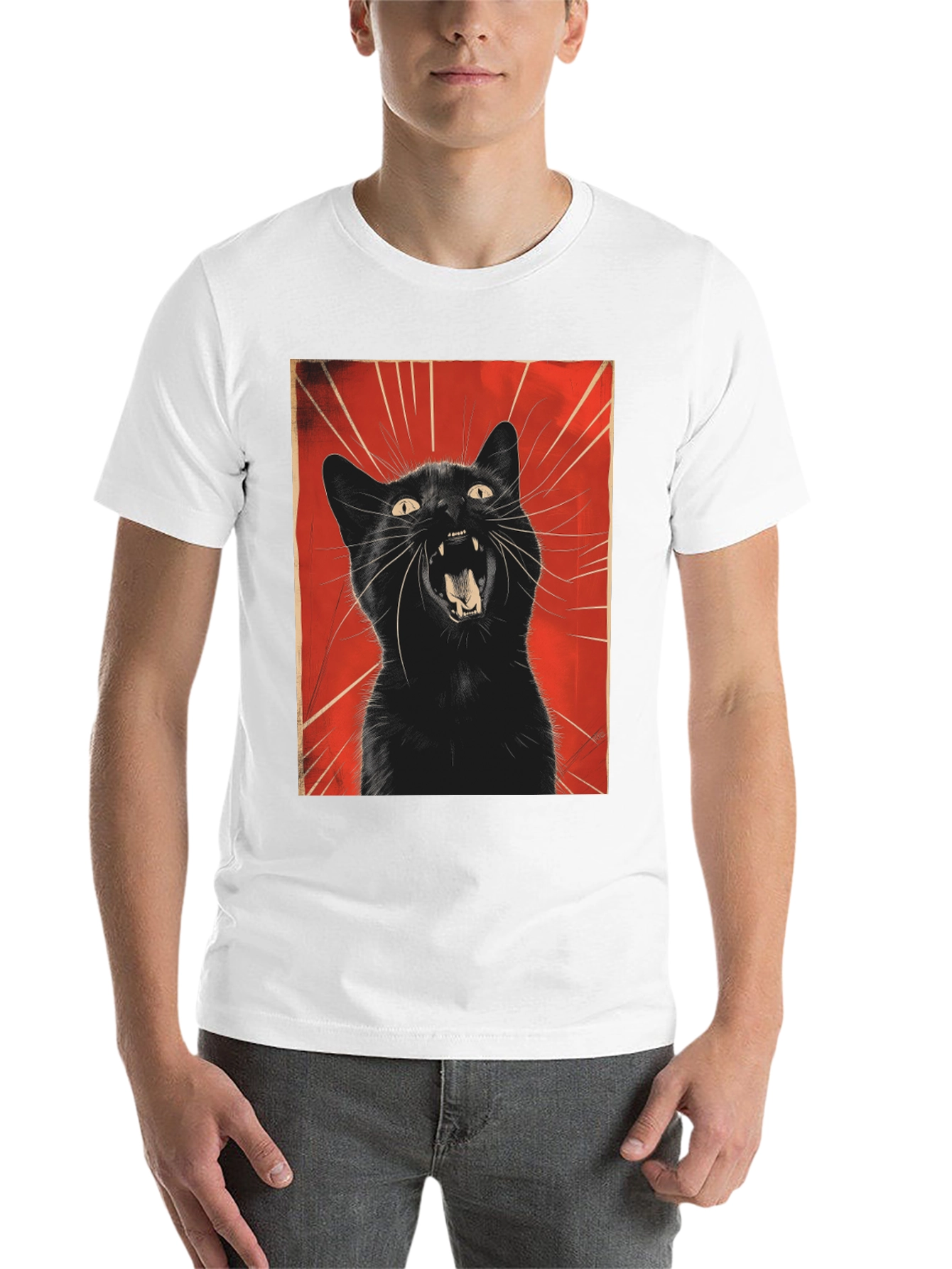 Black Black Cat Roar Graphic Tee - Unisex view 14