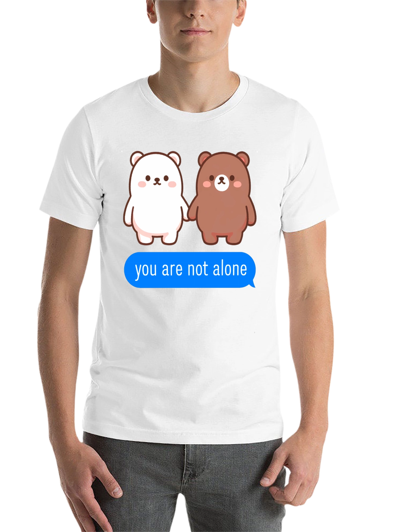 Black Cute Bears T-Shirt - You Are Not Alone Design view 14