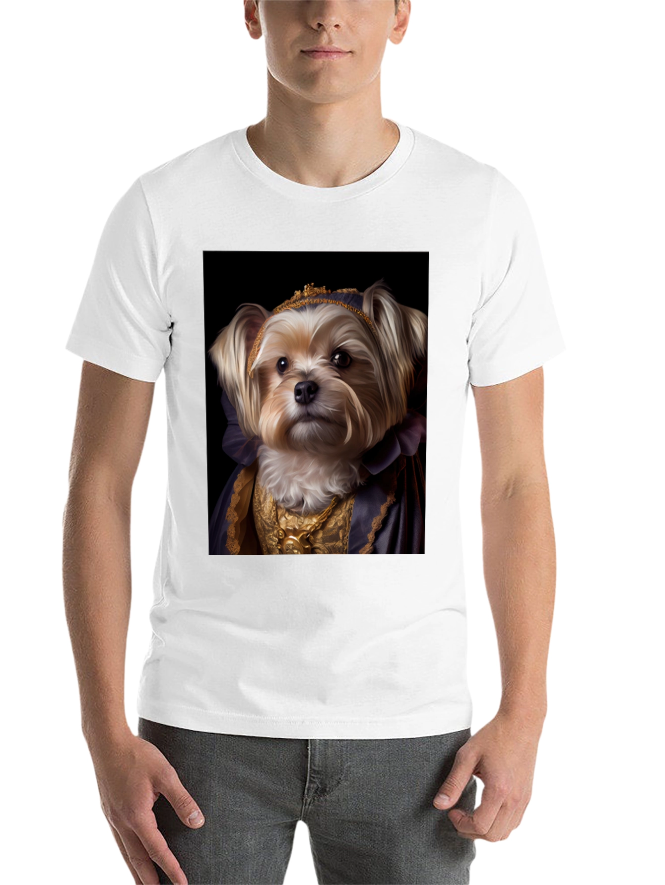 Black Dog Queen Graphic Tee - Regal Canine Portrait T-Shirt view 14