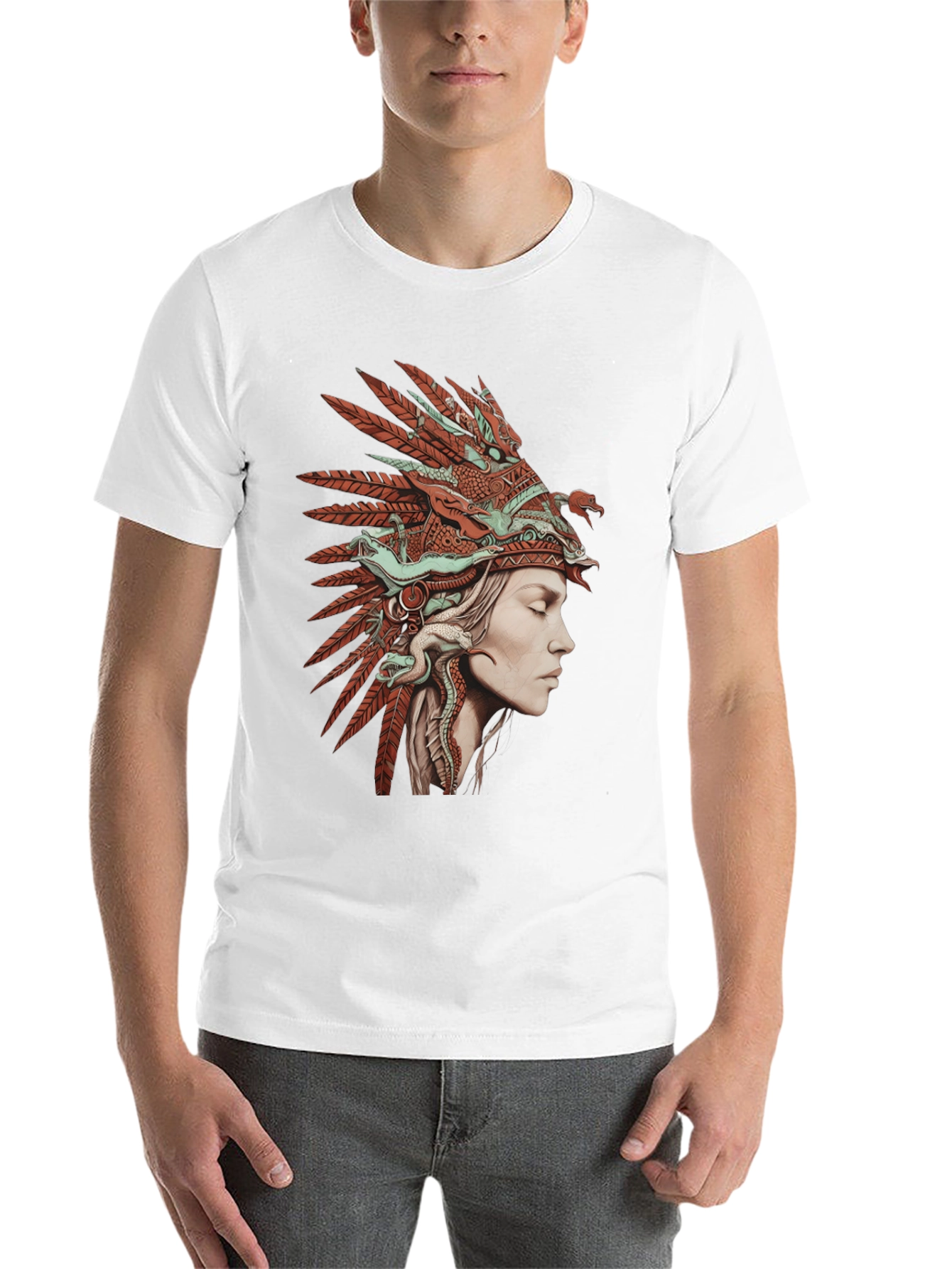 Black Native American Headdress Graphic T-Shirt view 14