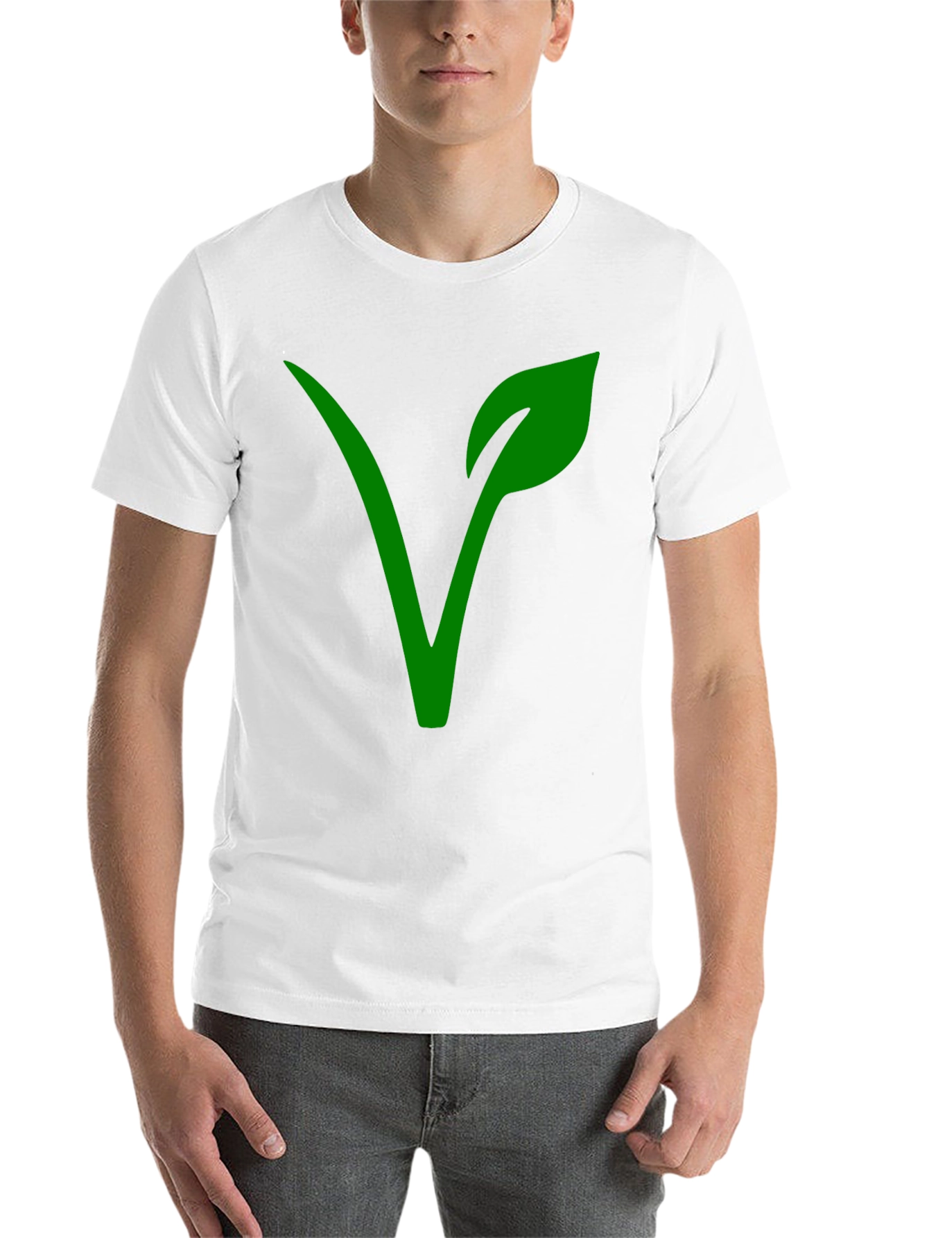 Black Vegan Symbol T-Shirt - Green on Black view 14